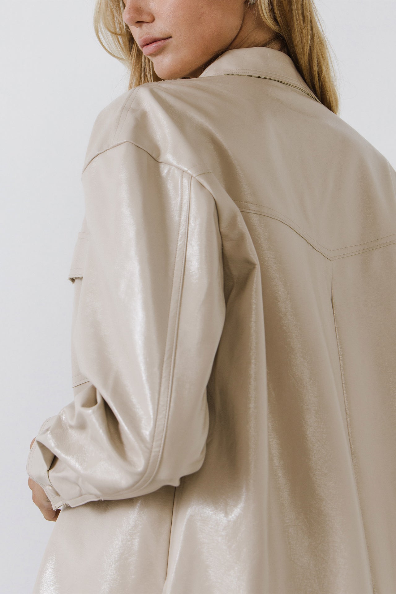 Pu Button Down Jacket