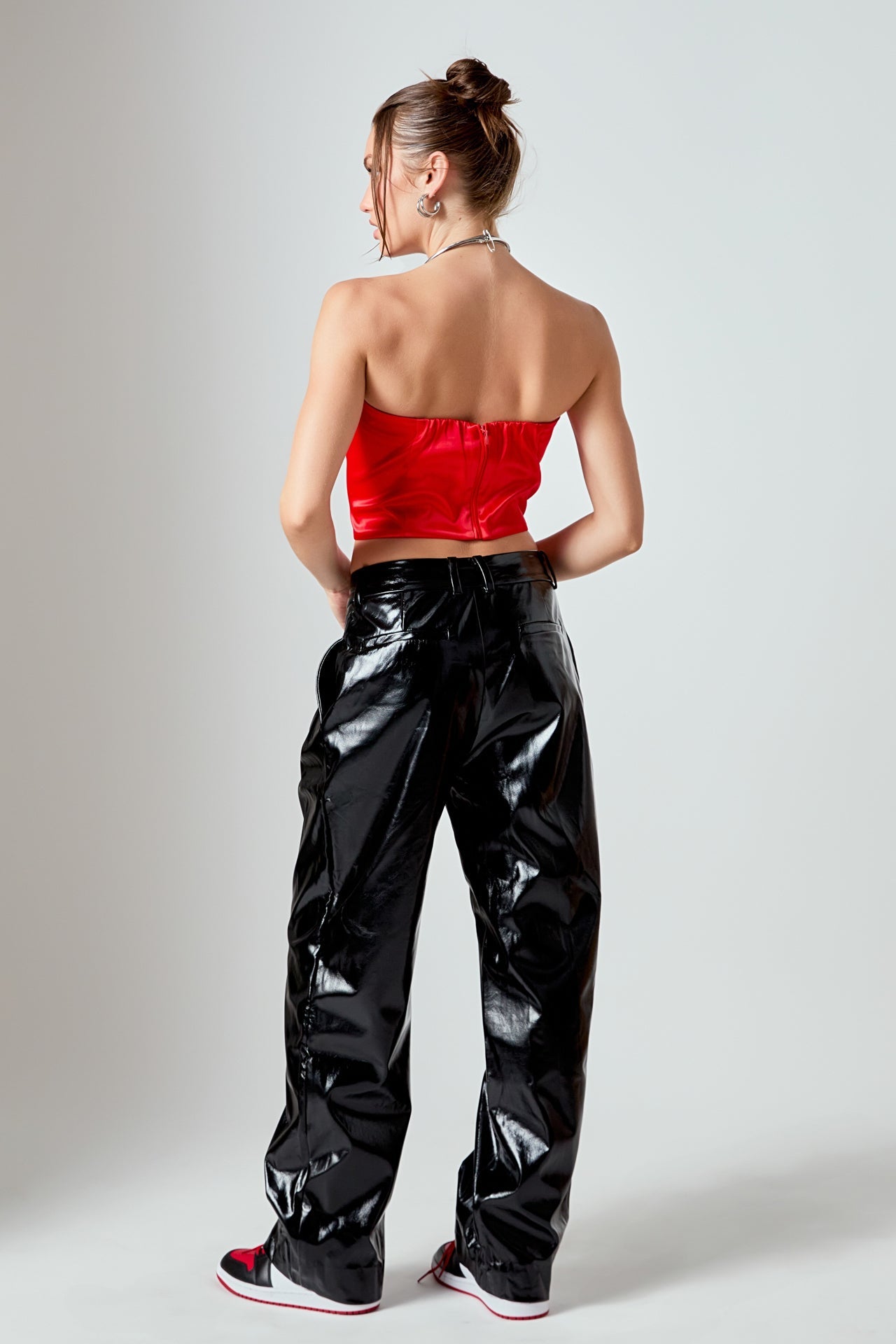 Pleated Faux Leather Pants