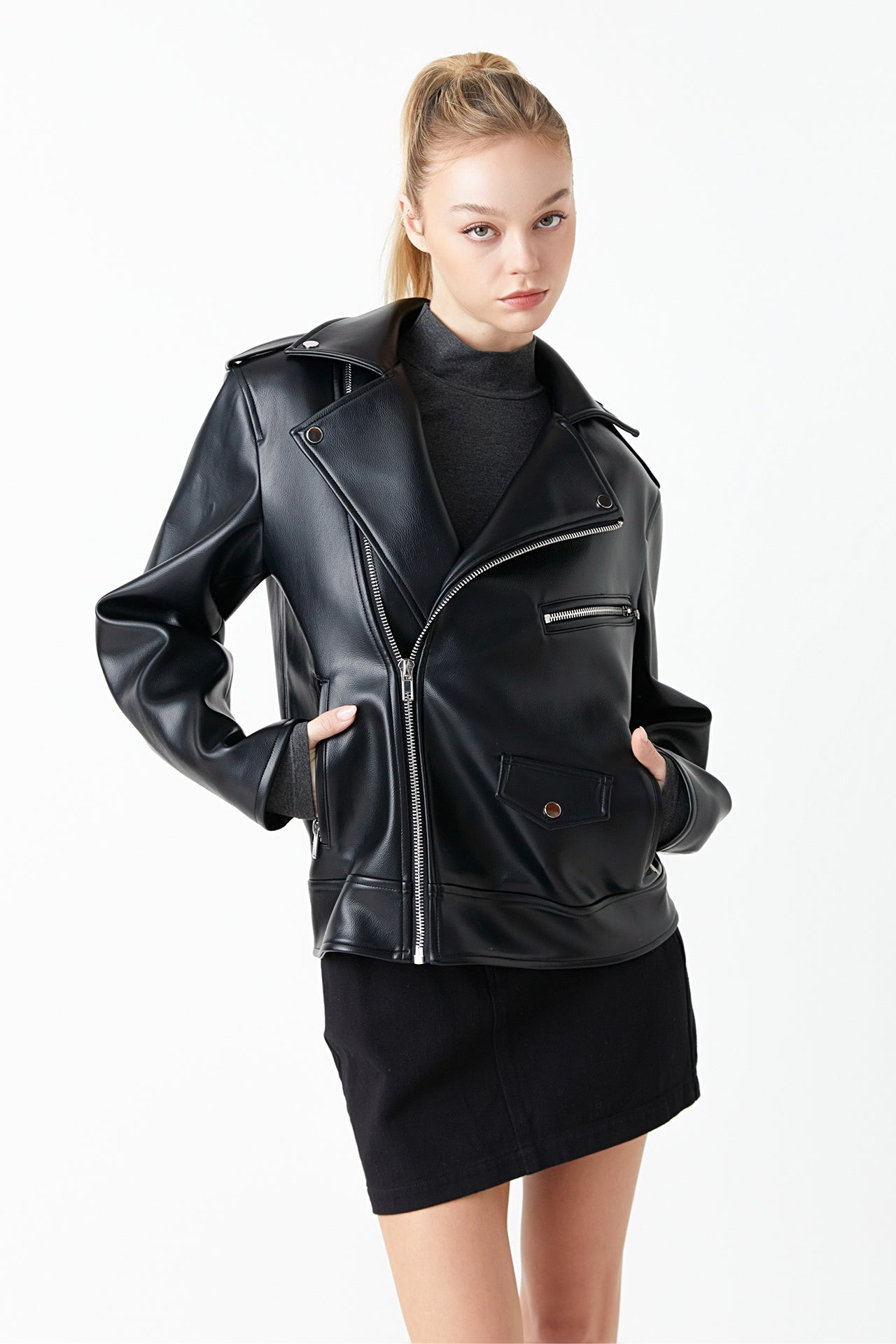Faux Leather Biker Jacket
