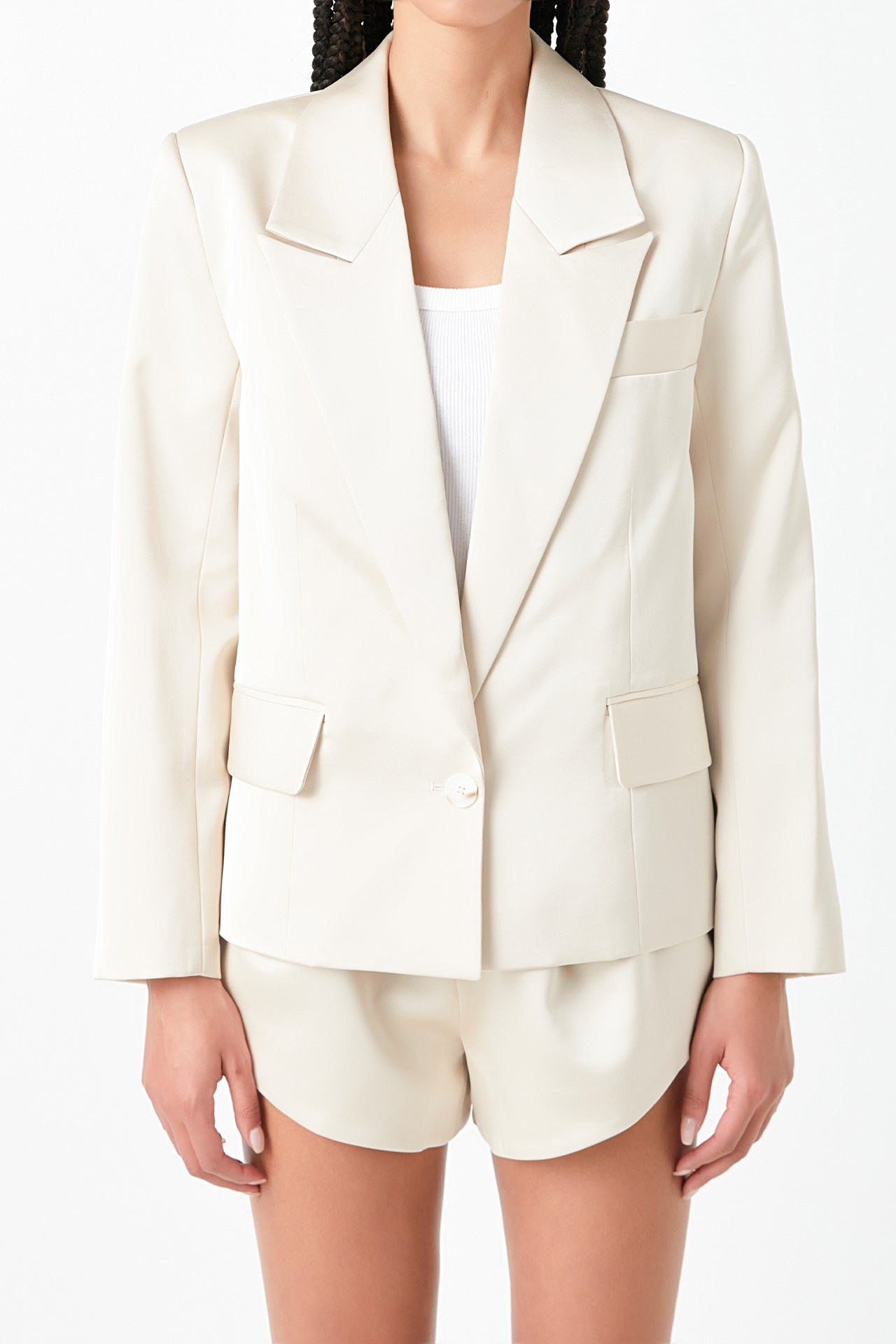 One Button Satin Blazer