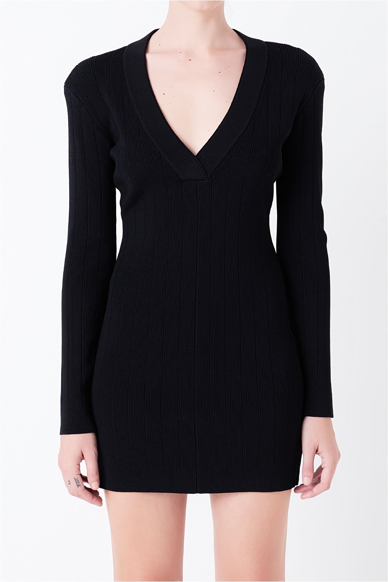 Power Shoulder Mini Knit Dress