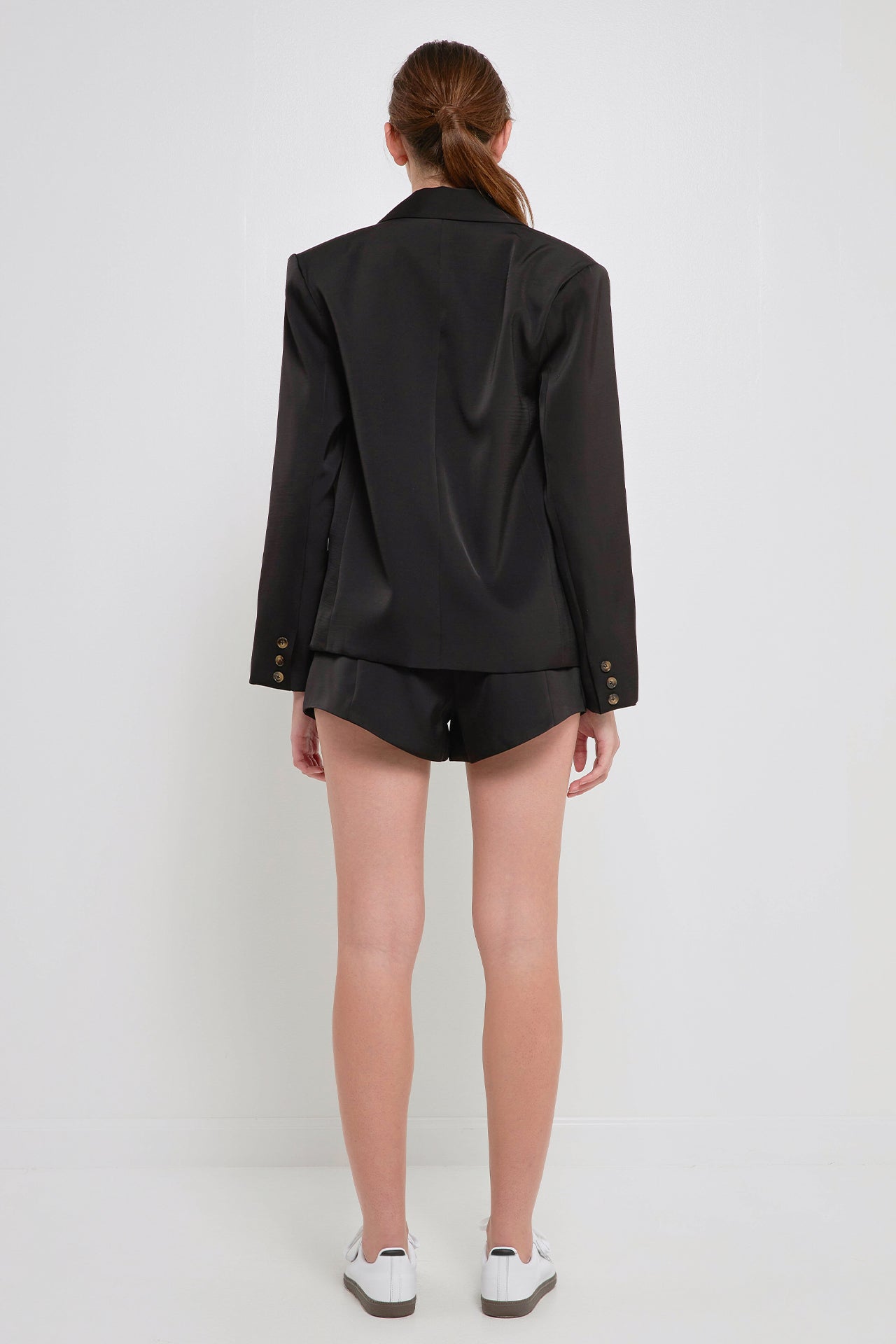 One Button Satin Blazer