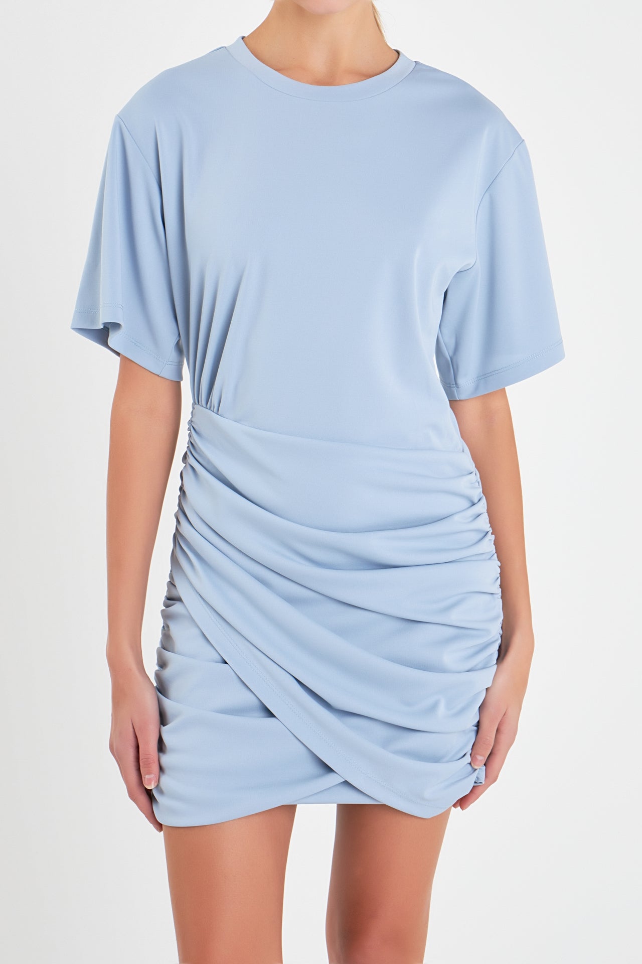 Asymmetric Ruched Mini Dress