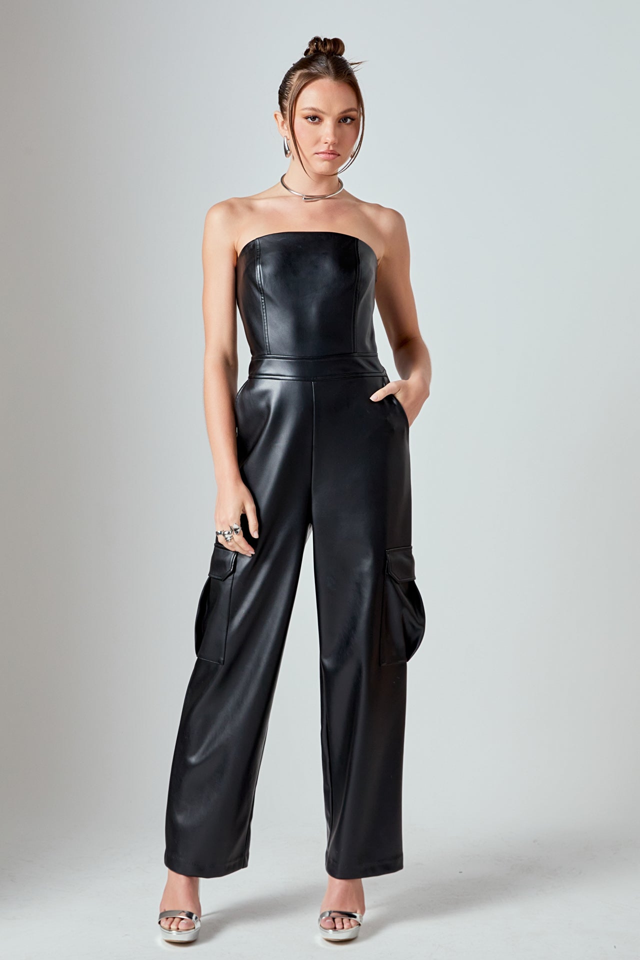 Tube Top Cargo Jumpsuit