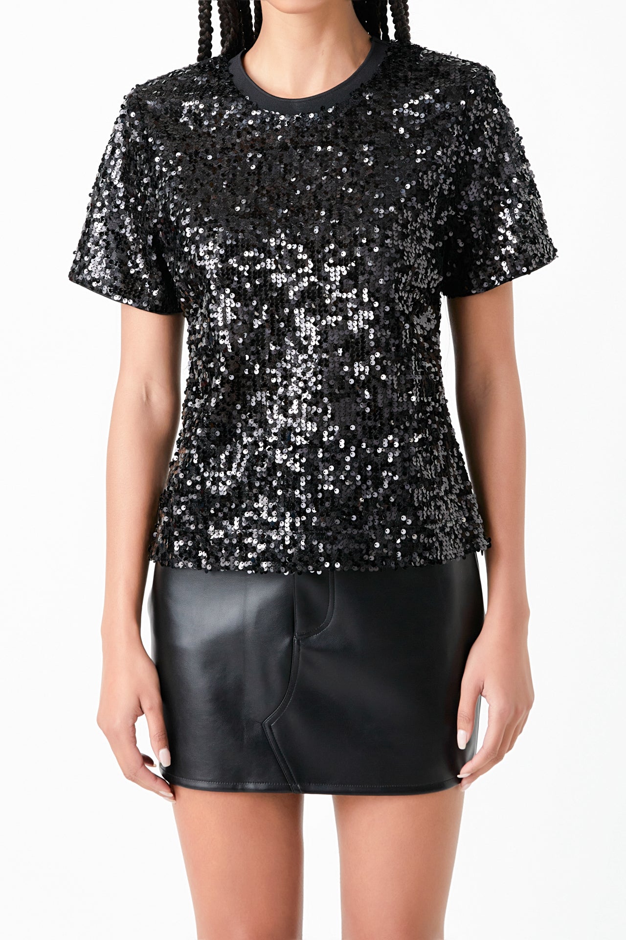 Sequin Shoulder Padded Top