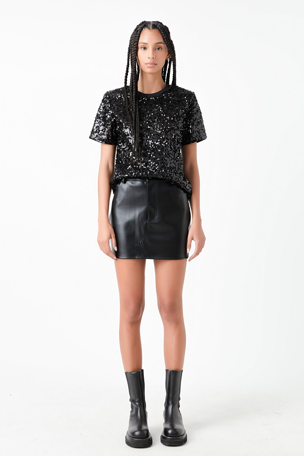 Sequin Shoulder Padded Top