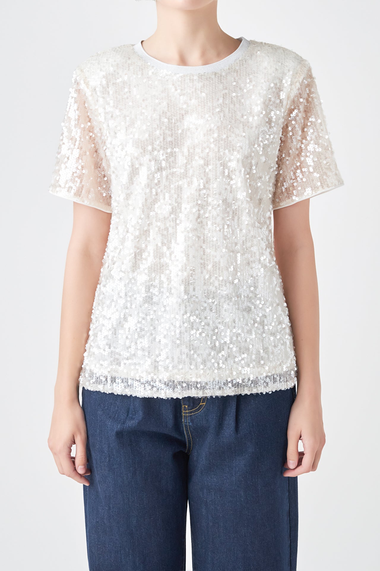 Sequin Shoulder Padded Top