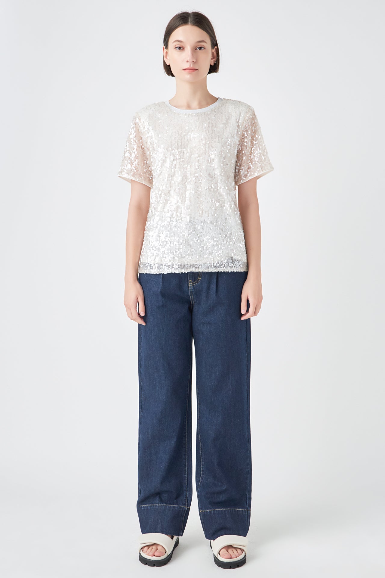Sequin Shoulder Padded Top