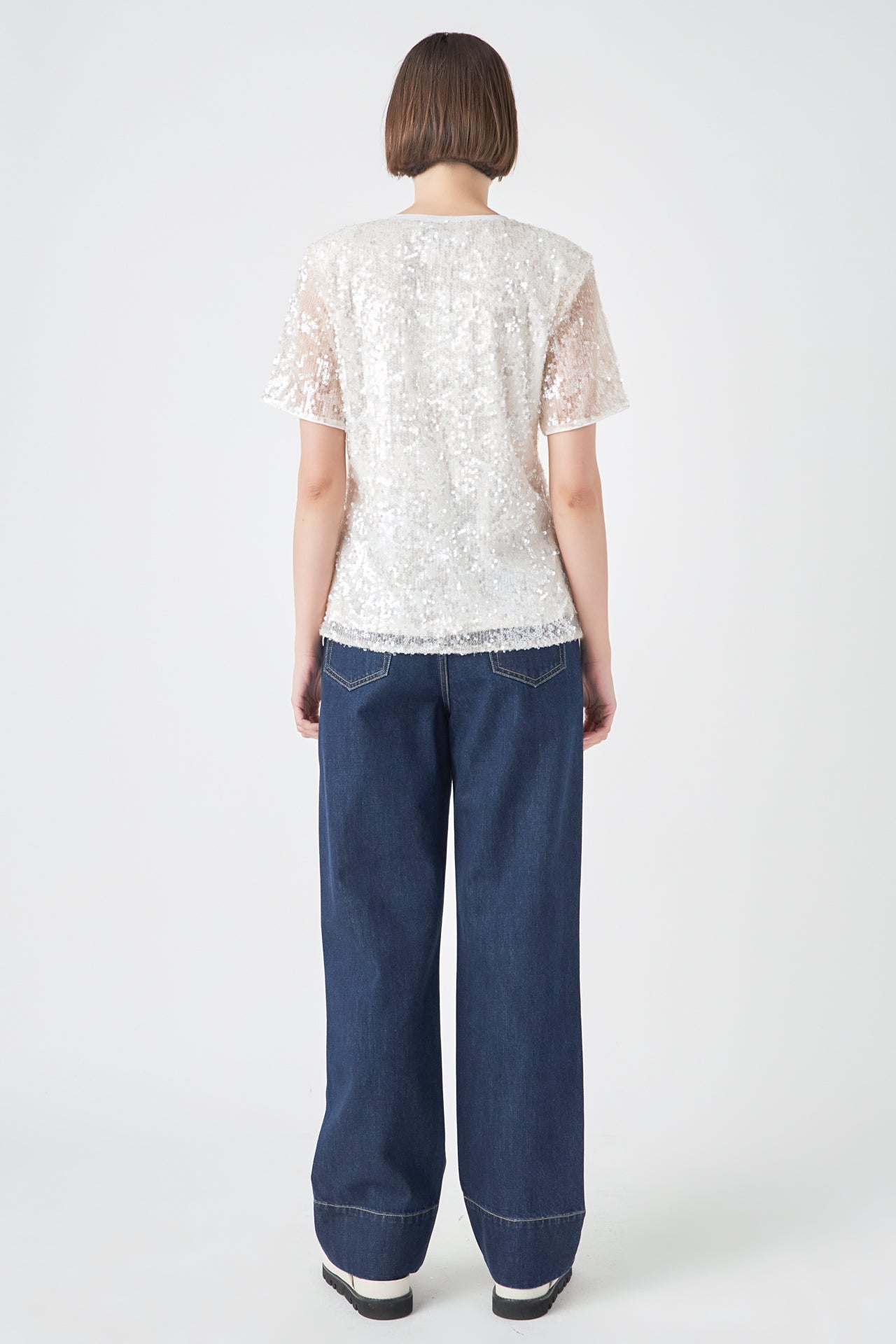 Sequin Shoulder Padded Top
