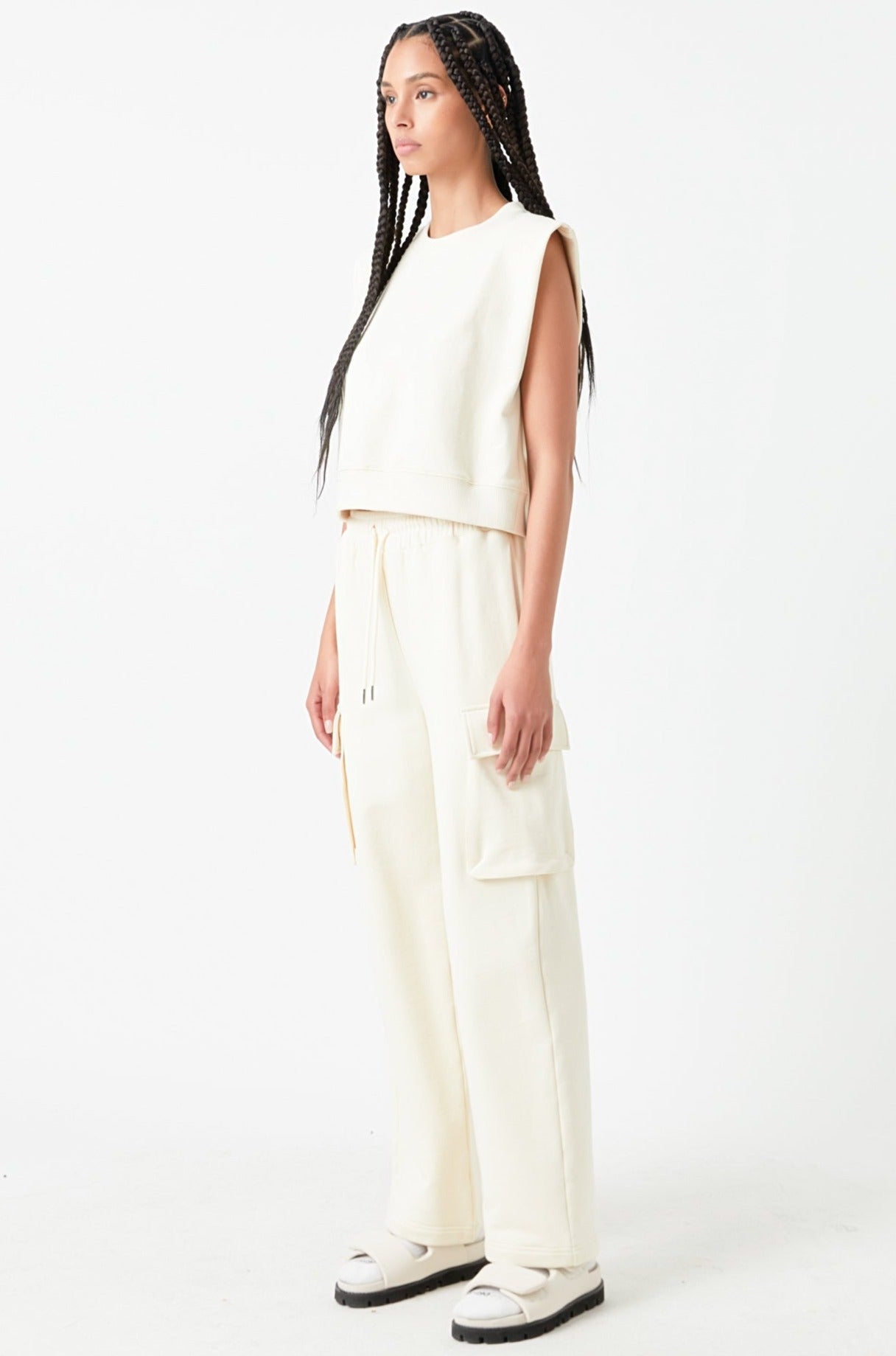 Flap Pocket Wide Sweatpants