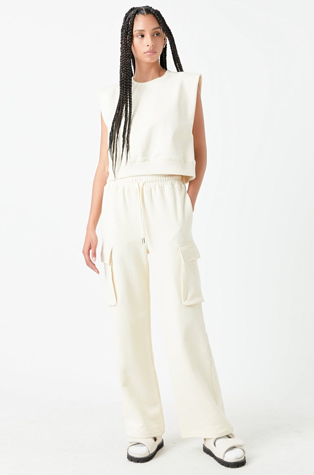 Flap Pocket Wide Sweatpants