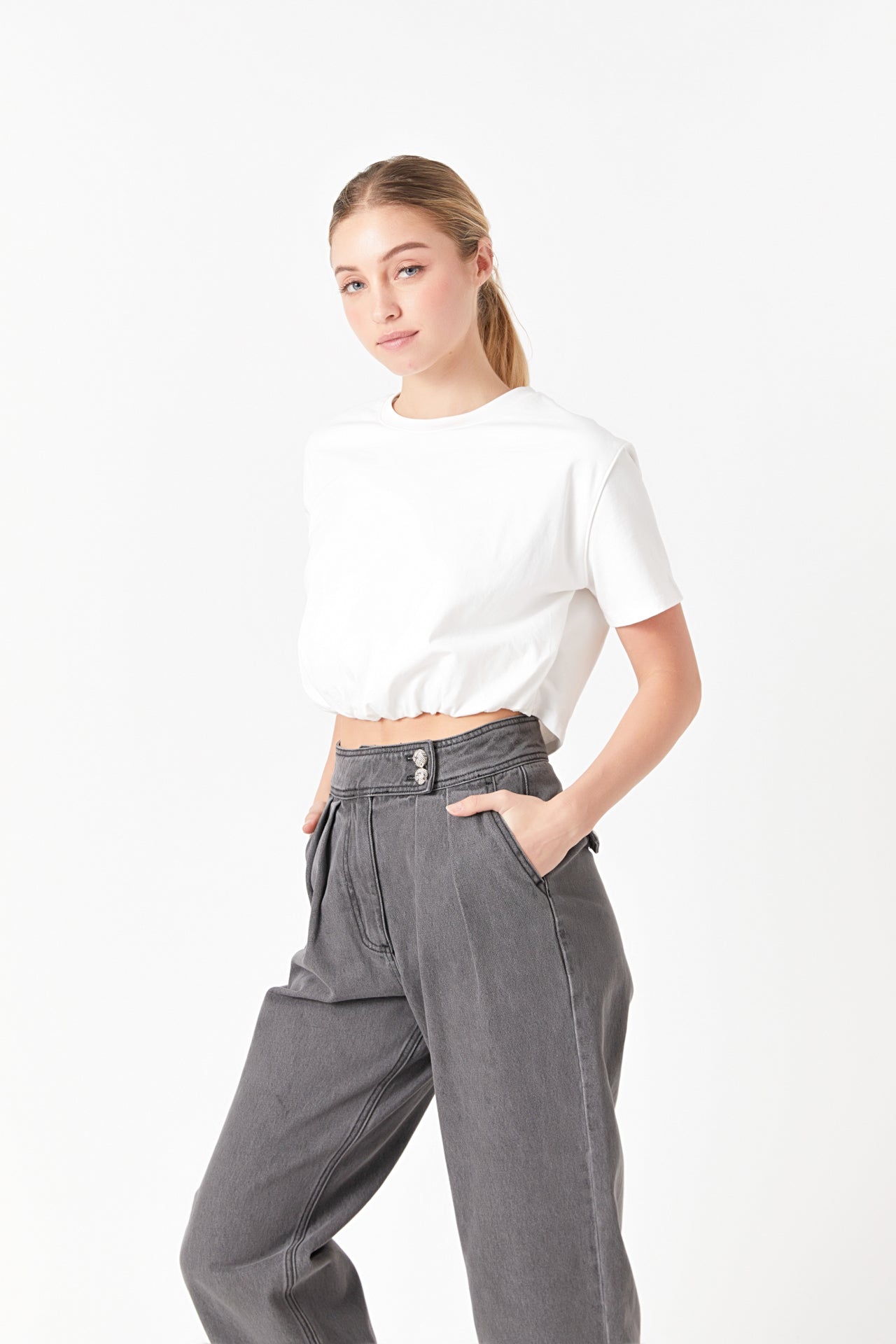 Cropped Top with Elastic Band