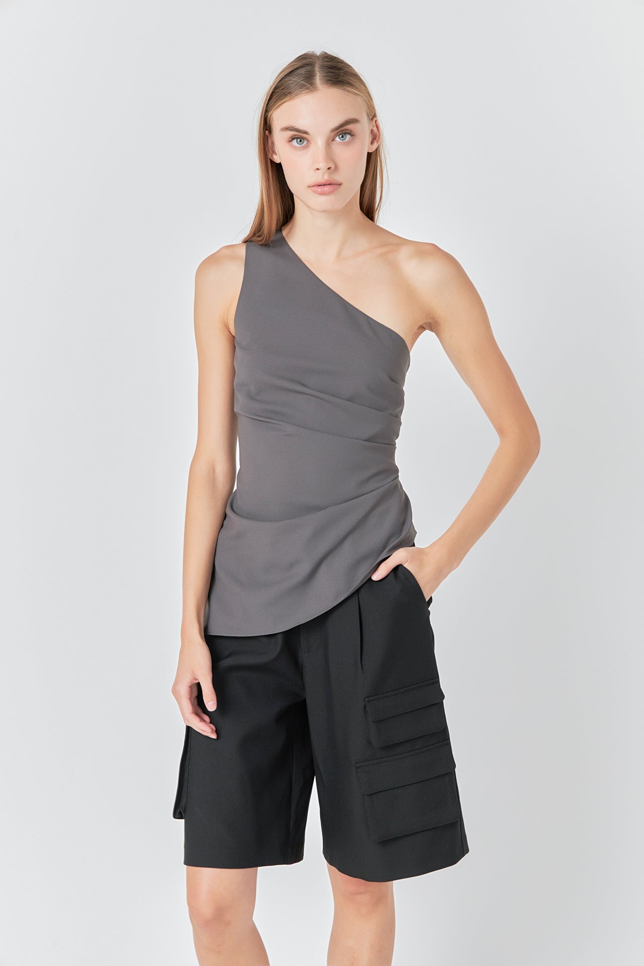 One Shoulder Ruched Top