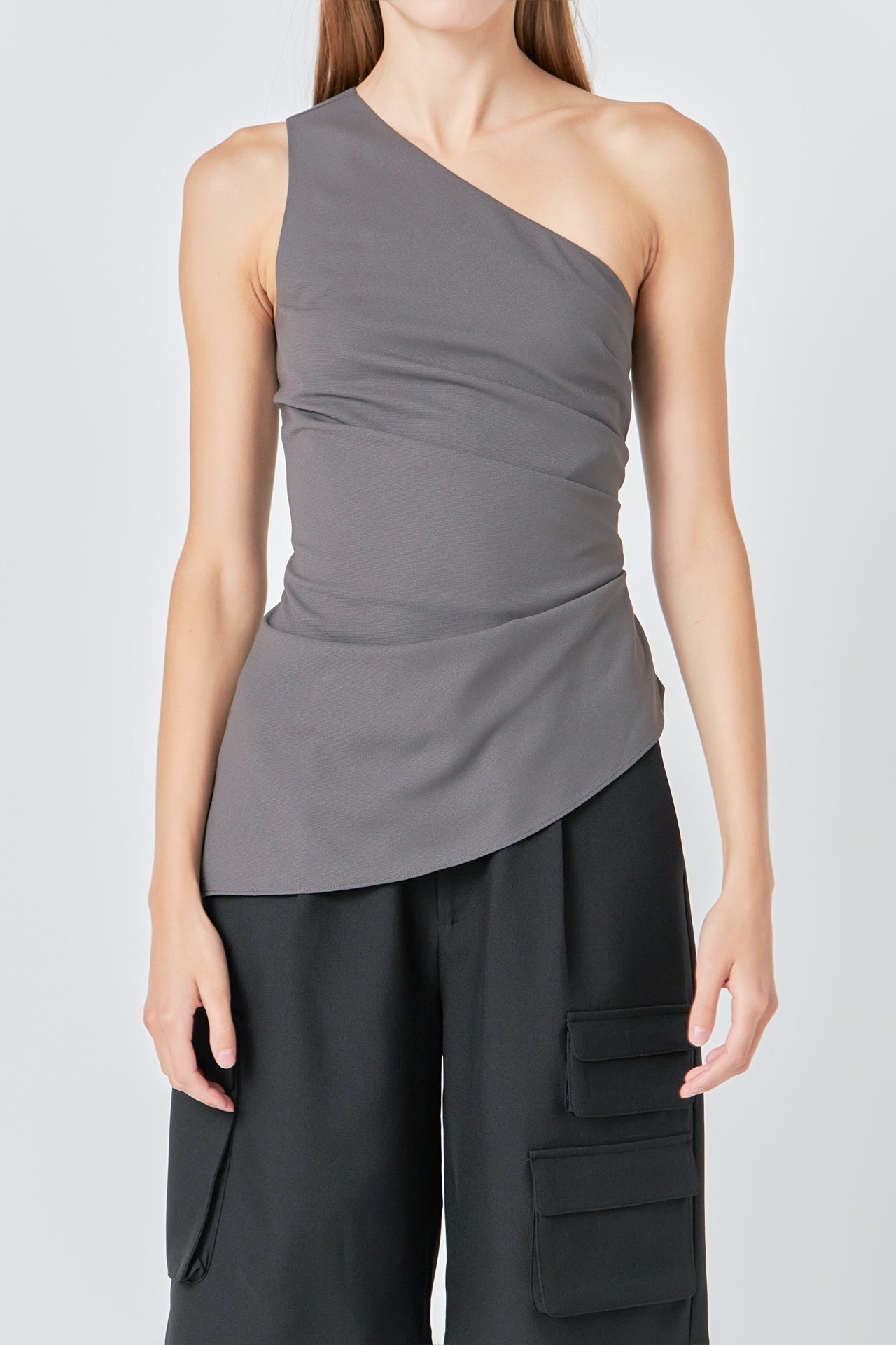 One Shoulder Ruched Top