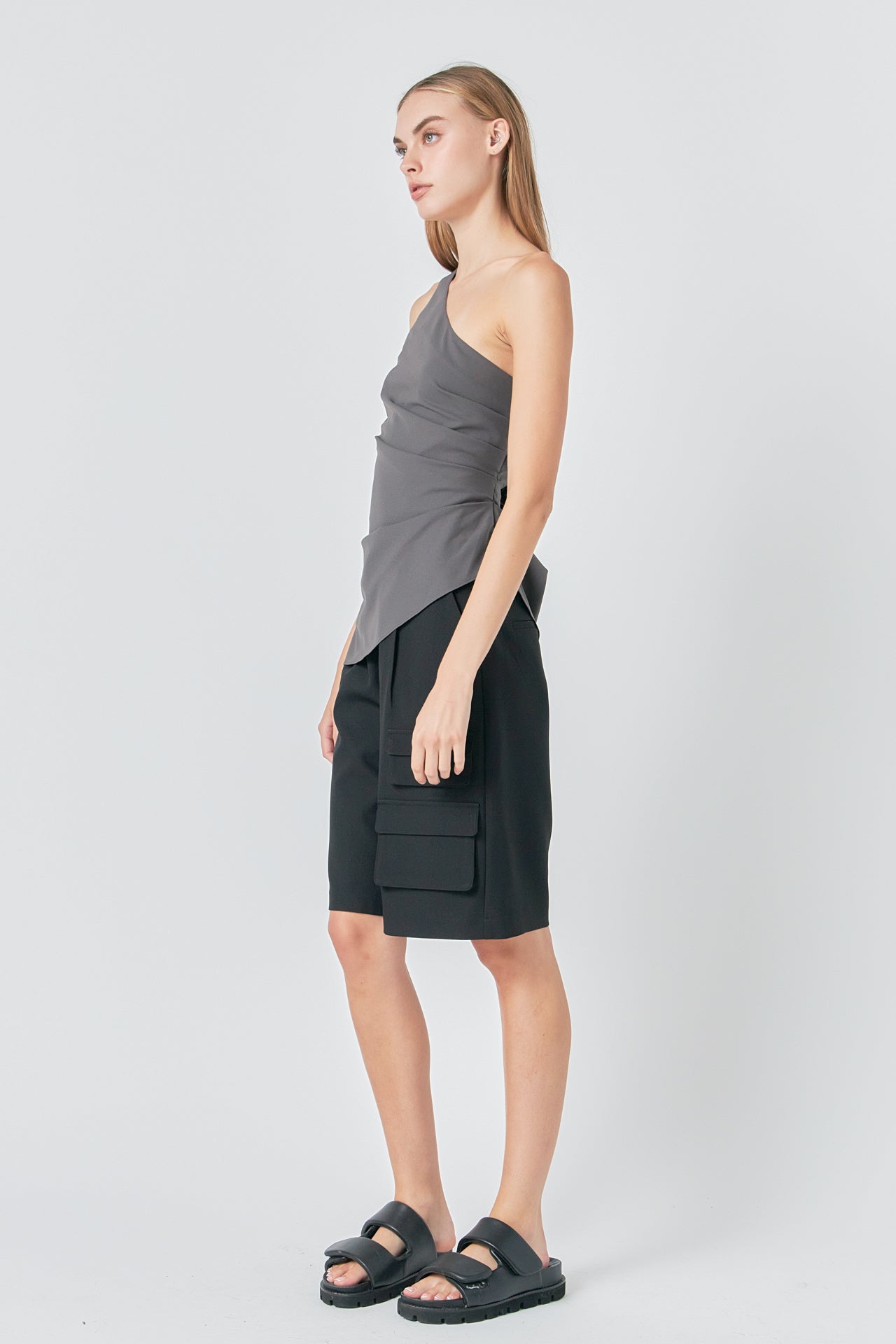One Shoulder Ruched Top