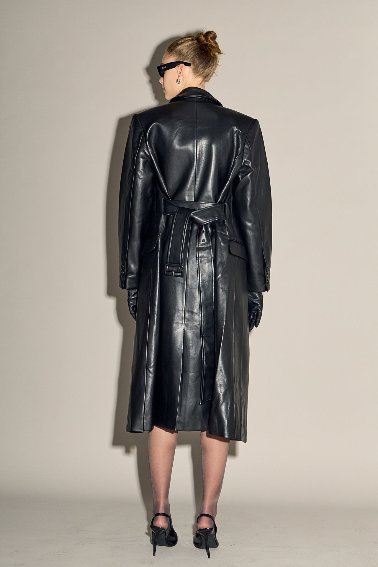 Premium Faux Leather Trench Coat