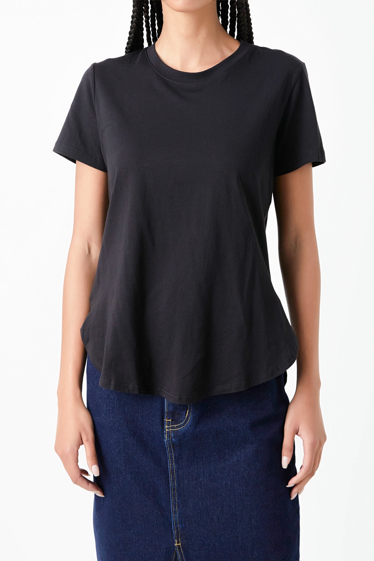 Classic Round Neck T-shirt With Round Hem