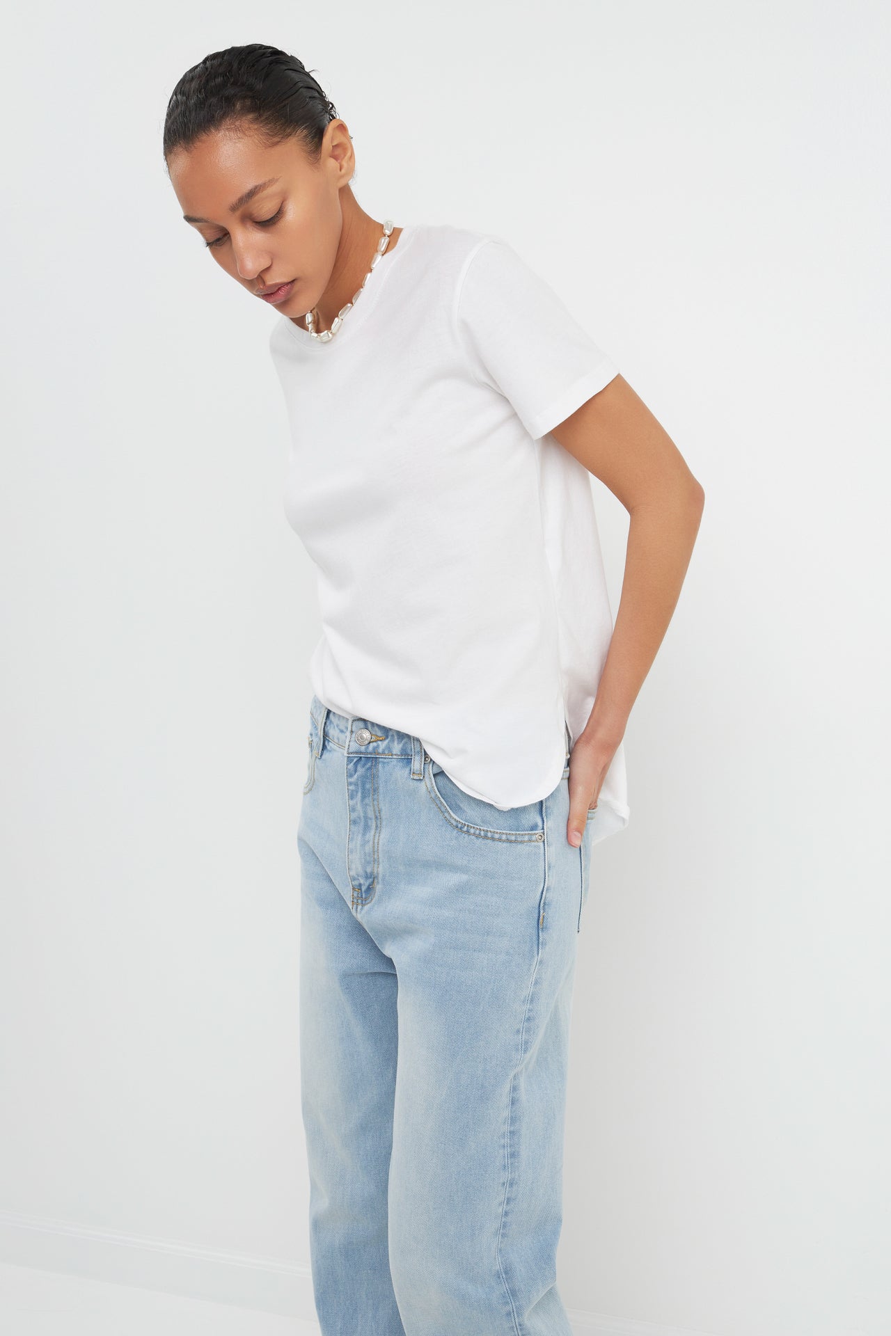 Classic Round Neck T-shirt With Round Hem