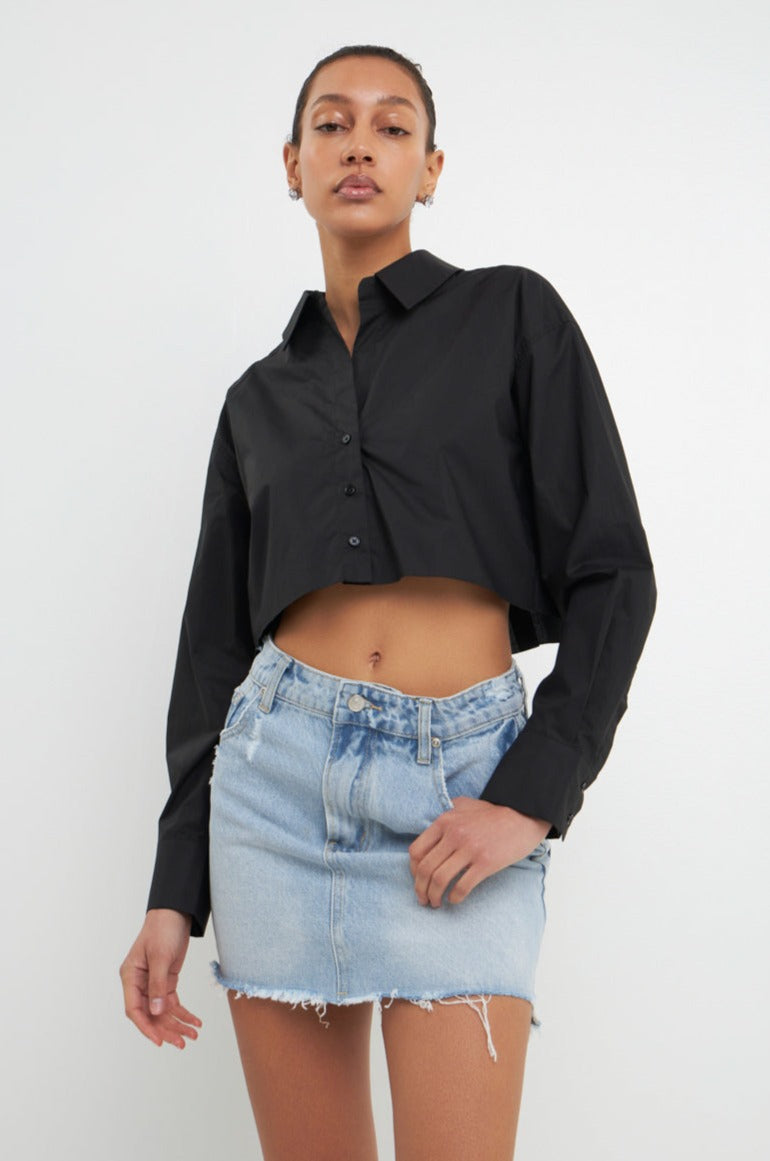 High Low Acid Wash Denim Skirt