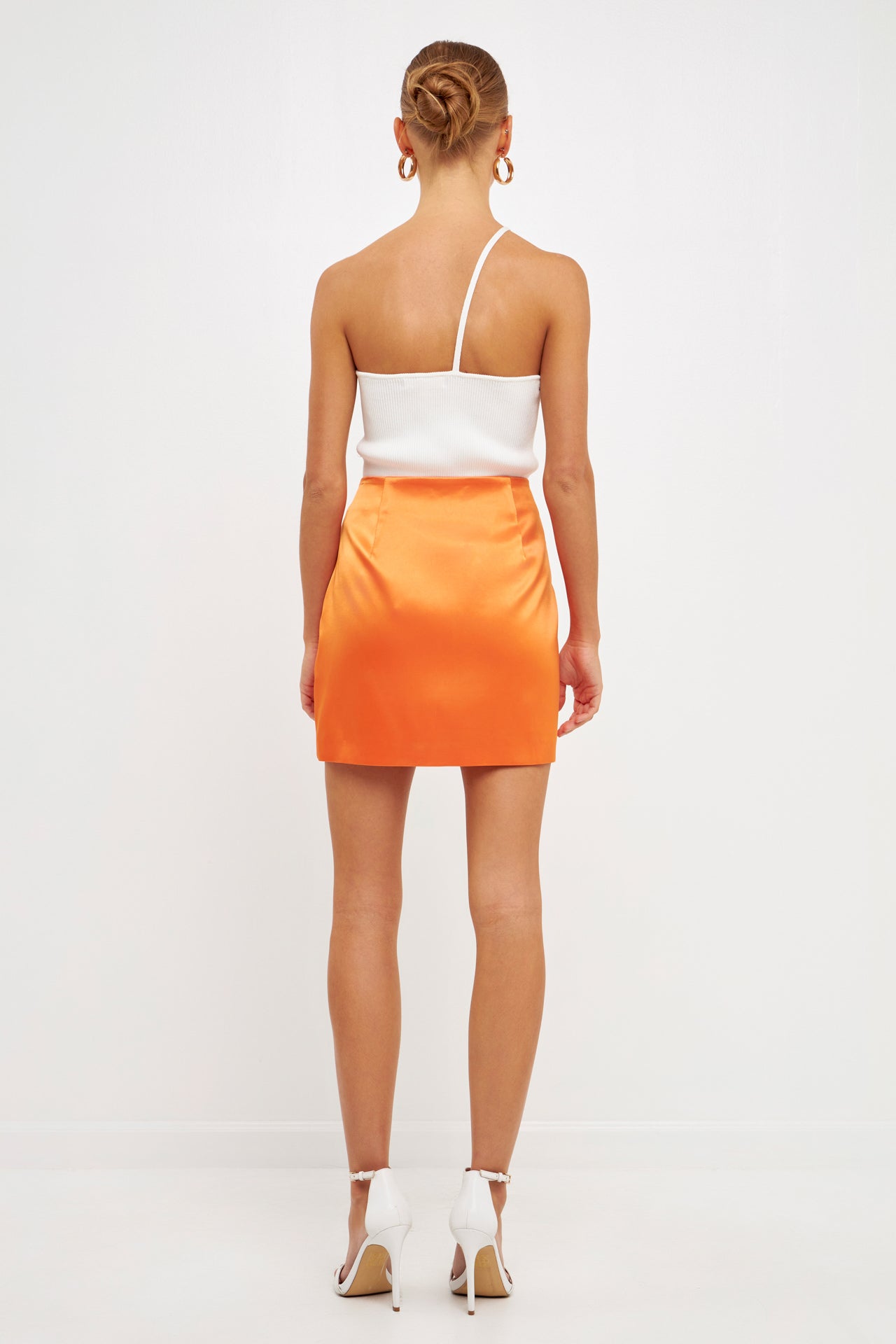 Solid Satin Fit Mini Skirt