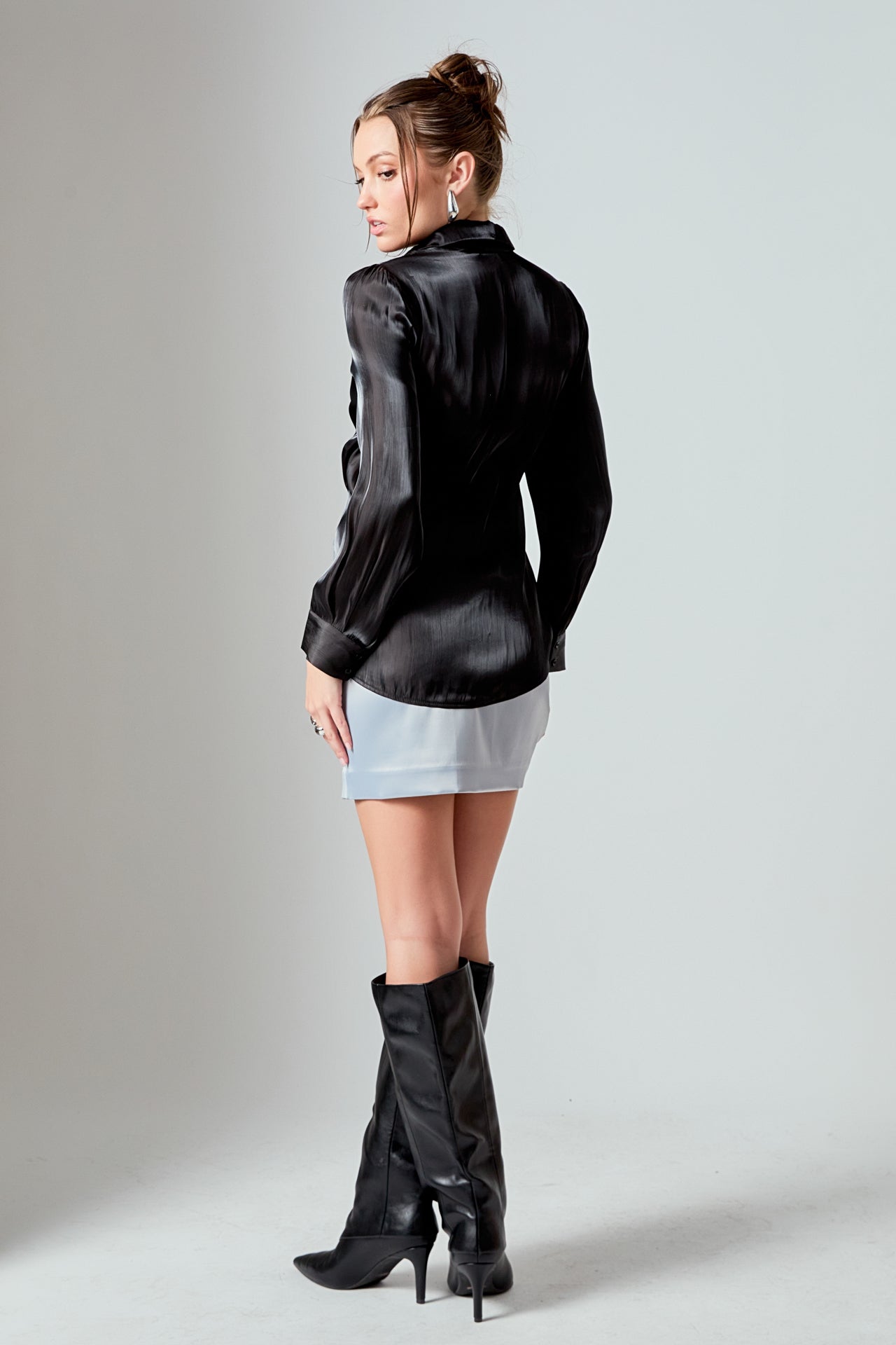 Solid Satin Fit Mini Skirt