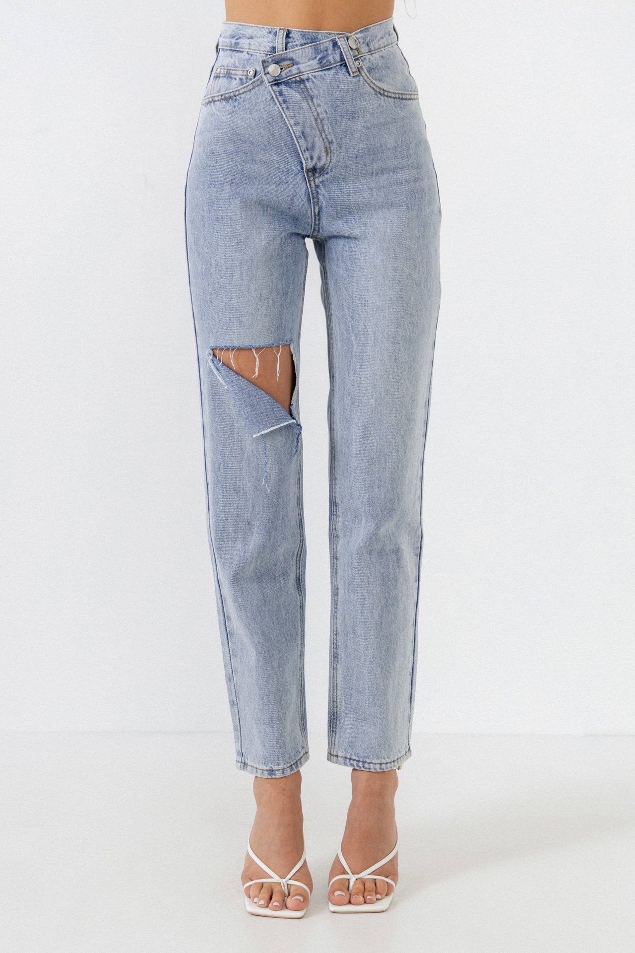 GREY LAB-Asymmetric Wrap Jeans-JEANS available at Objectrare