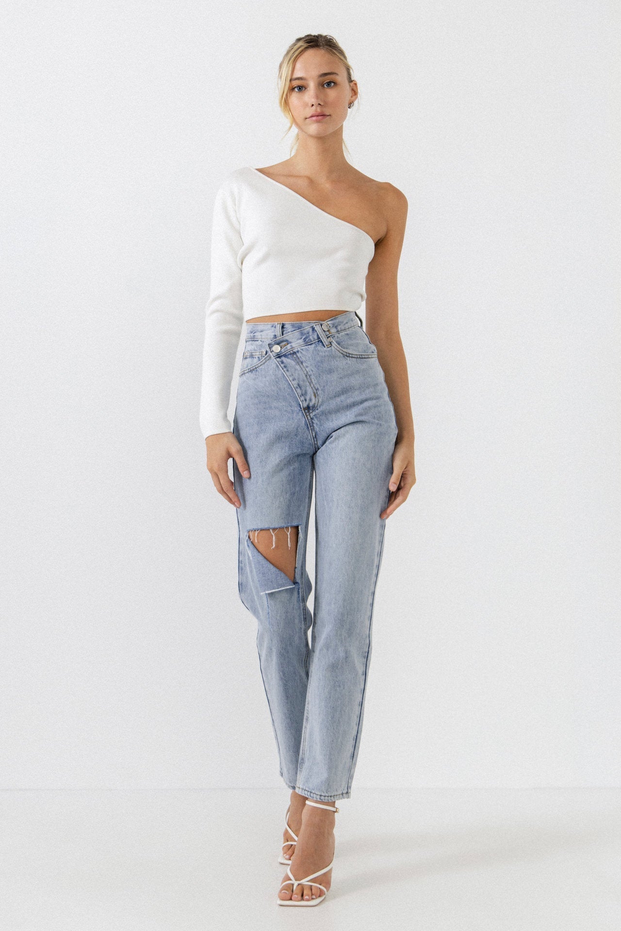 GREY LAB-Asymmetric Wrap Jeans-JEANS available at Objectrare