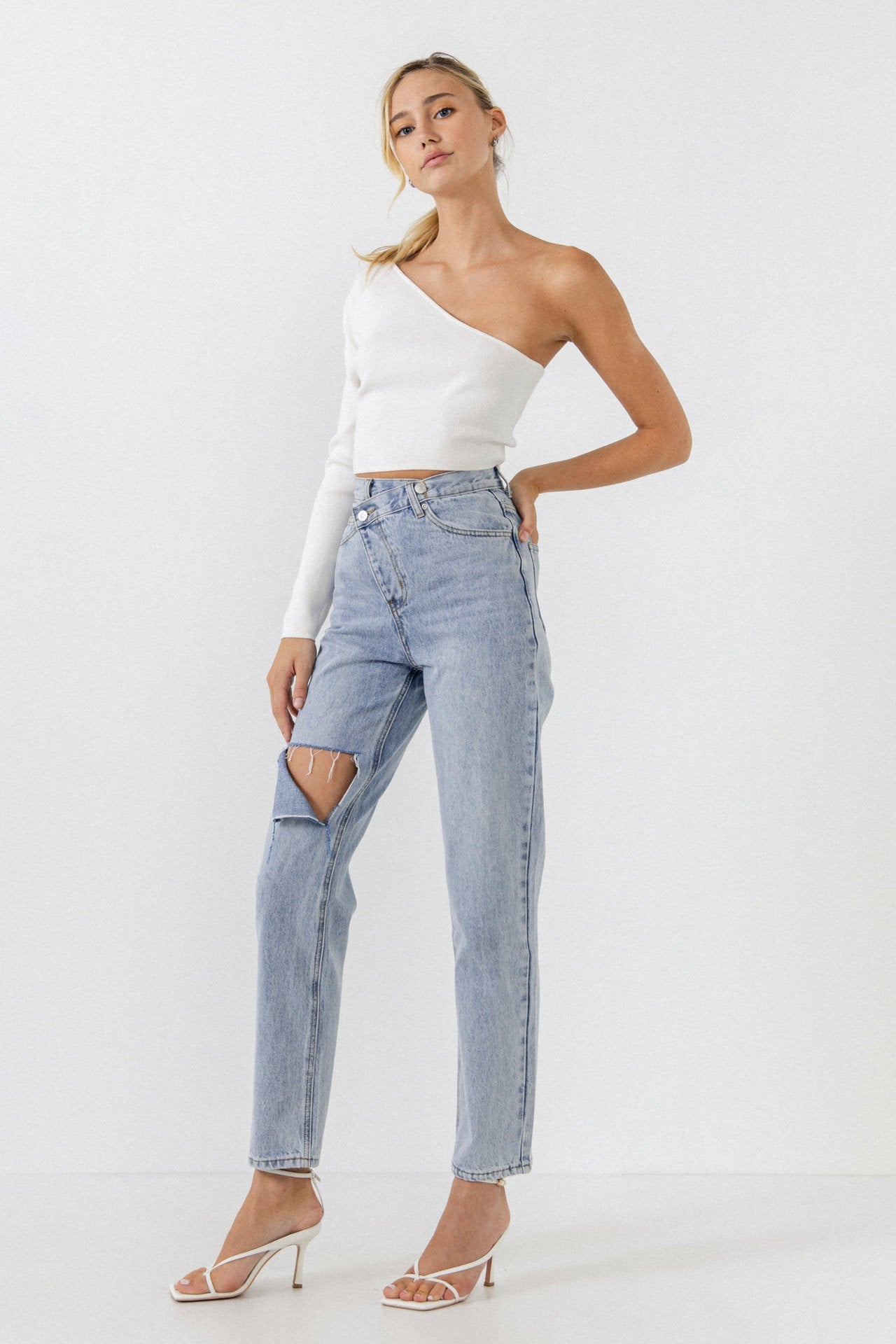 GREY LAB-Asymmetric Wrap Jeans-JEANS available at Objectrare