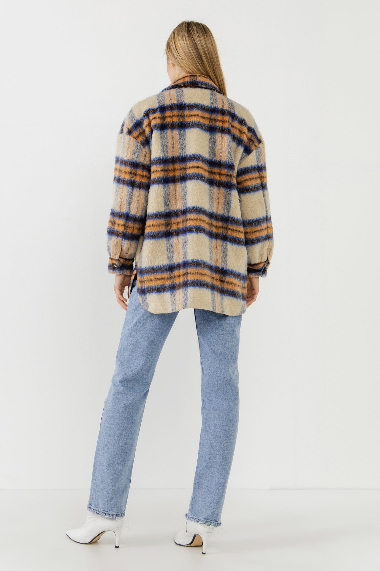 GREY LAB-Oversized Plaid Shacket with Pockets-COATS available at Objectrare