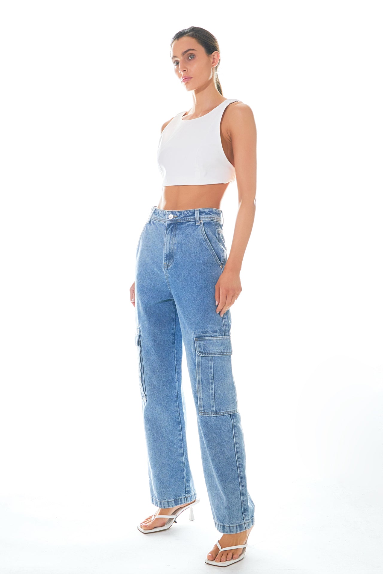 Elastic Band Open Back Crop Top