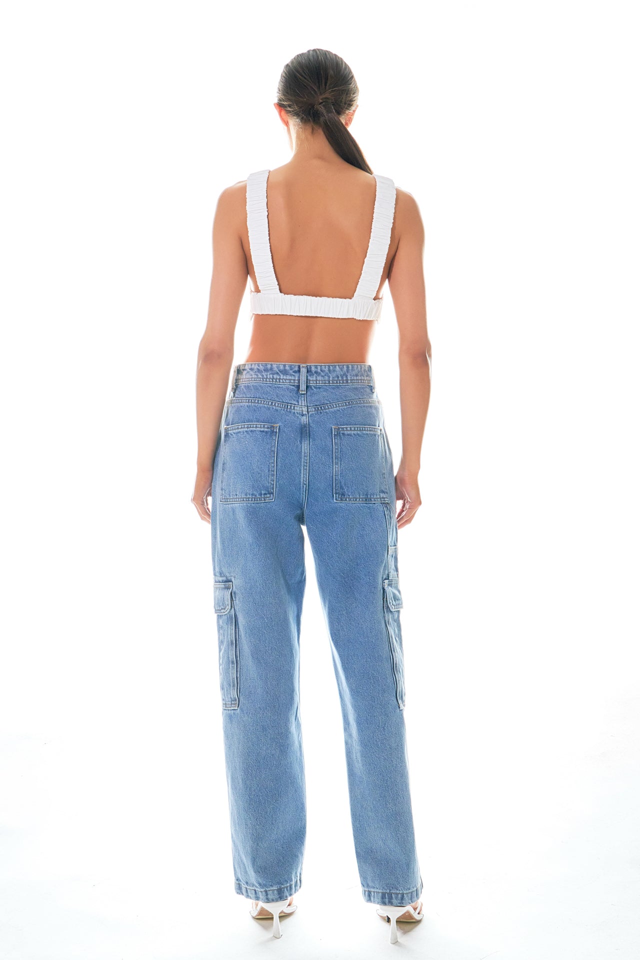 Elastic Band Open Back Crop Top