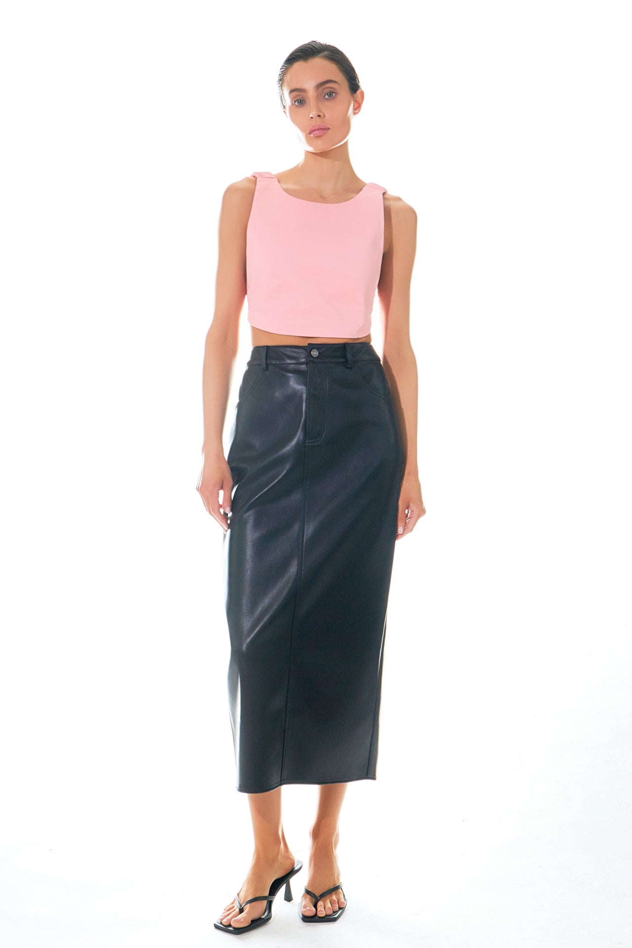 Elastic Band Open Back Crop Top