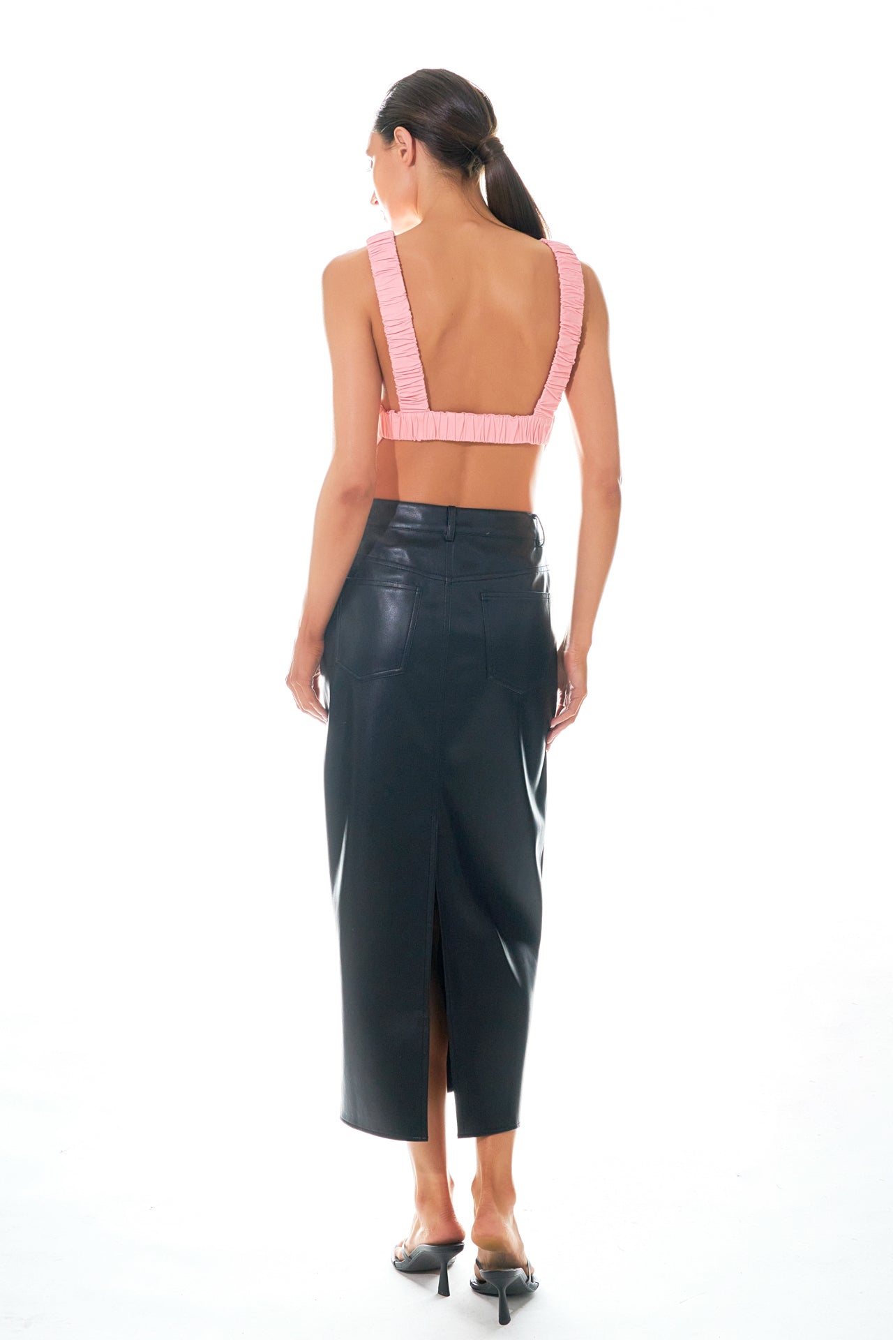 Elastic Band Open Back Crop Top
