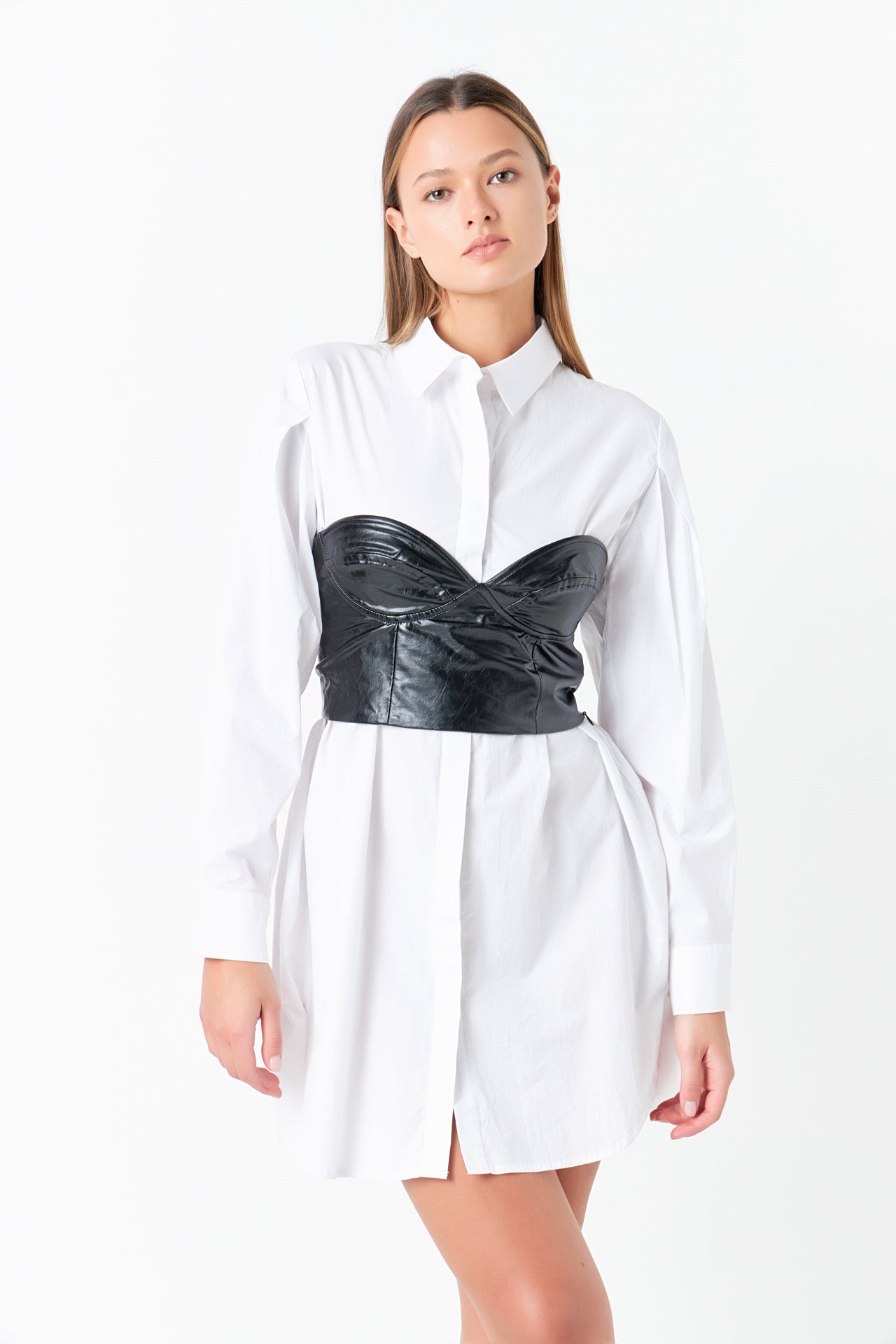 Cropped Pu Bustier Top