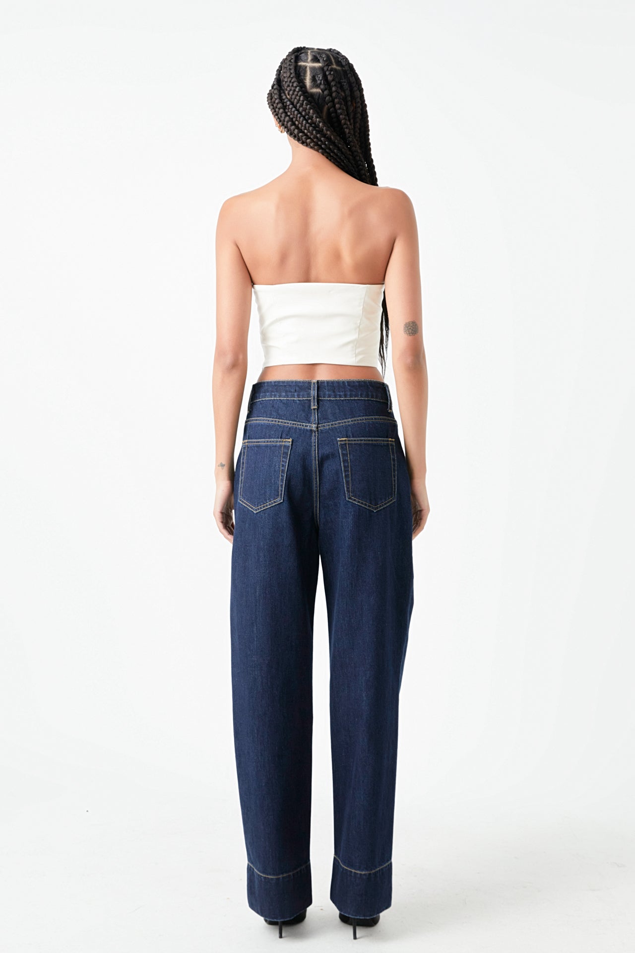 Cropped Pu Bustier Top