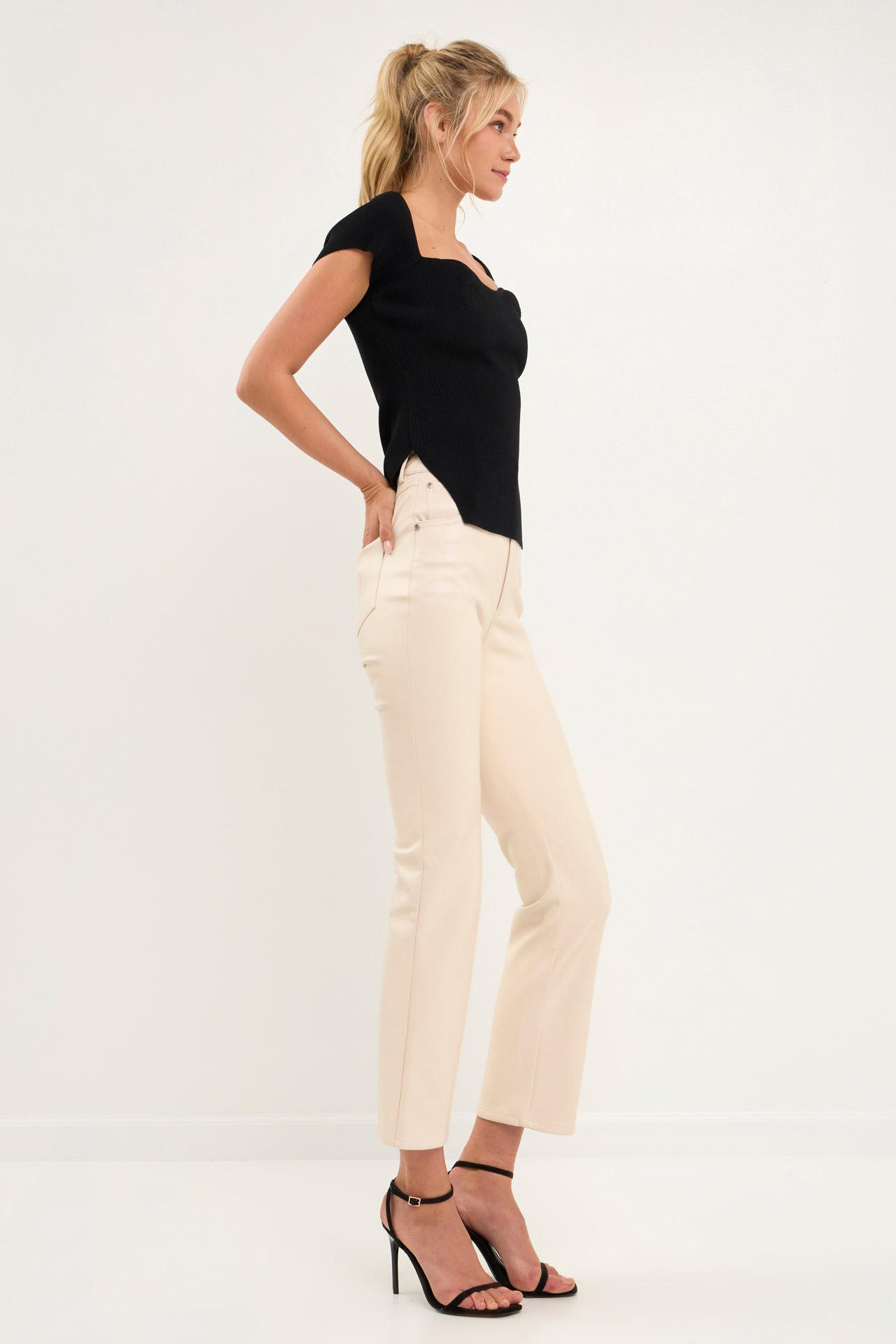GREY LAB-High-Waisted Faux Leather Pants-PANTS available at Objectrare