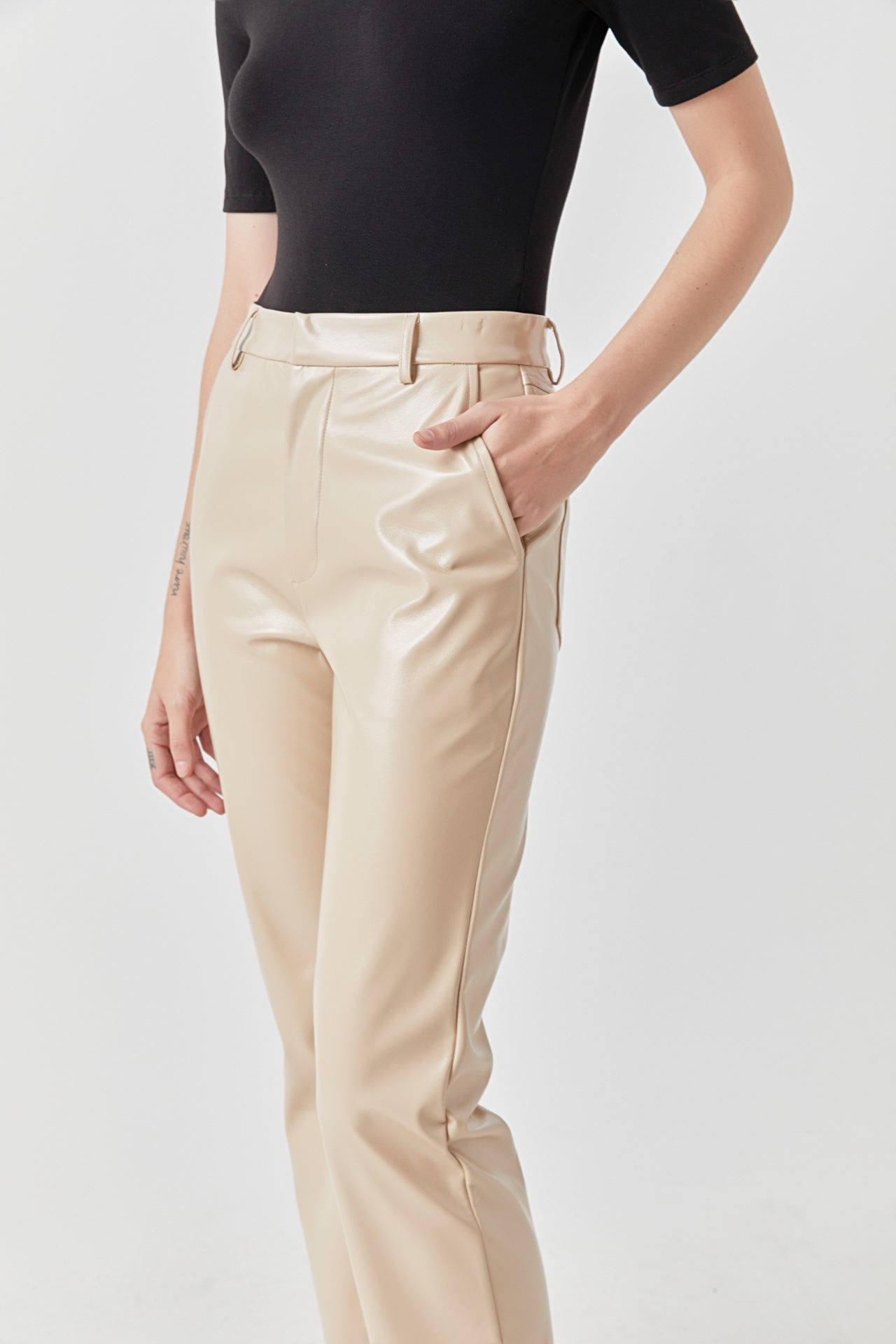 Shiny High-Waisted Faux Leather Pants
