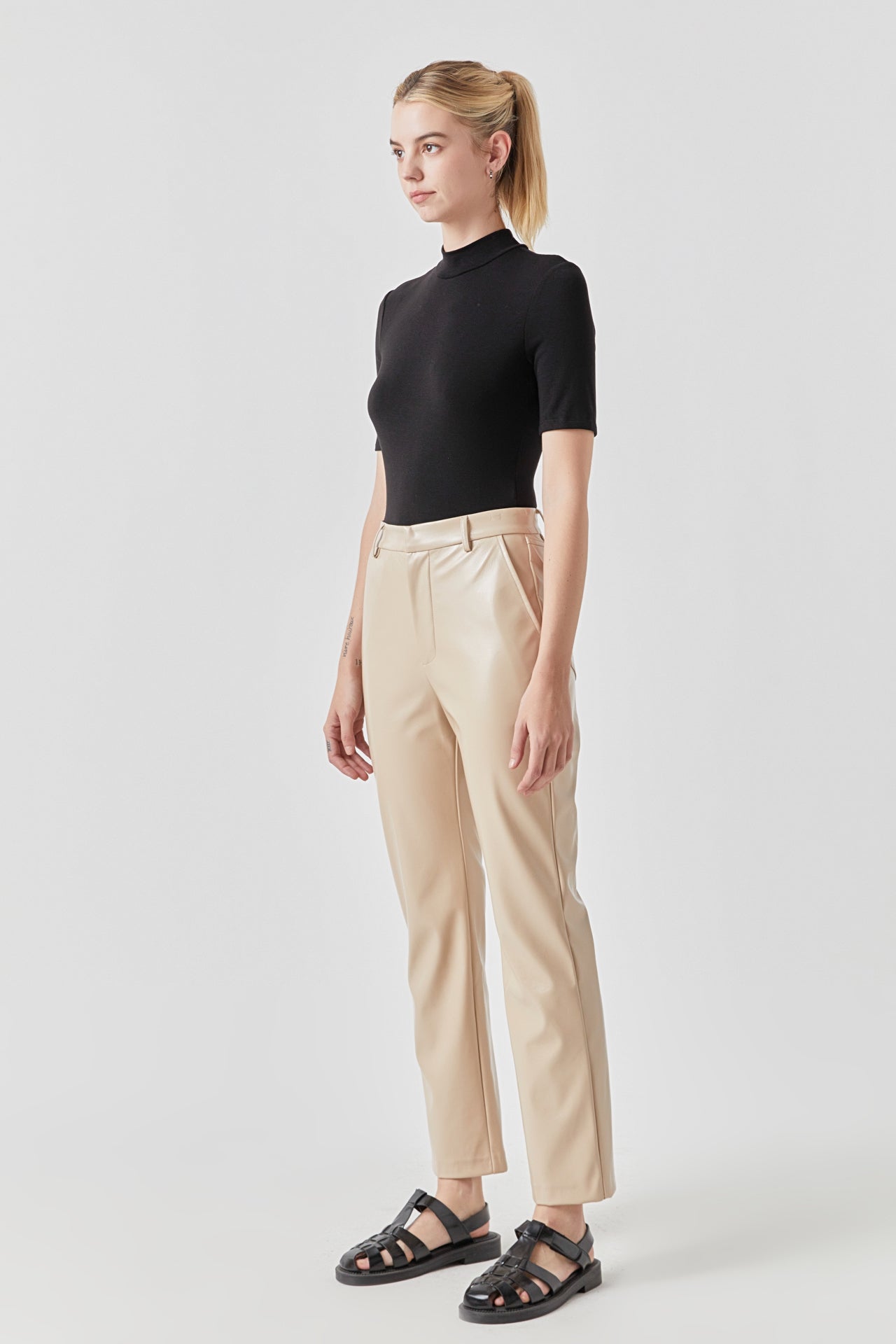 Shiny High-Waisted Faux Leather Pants