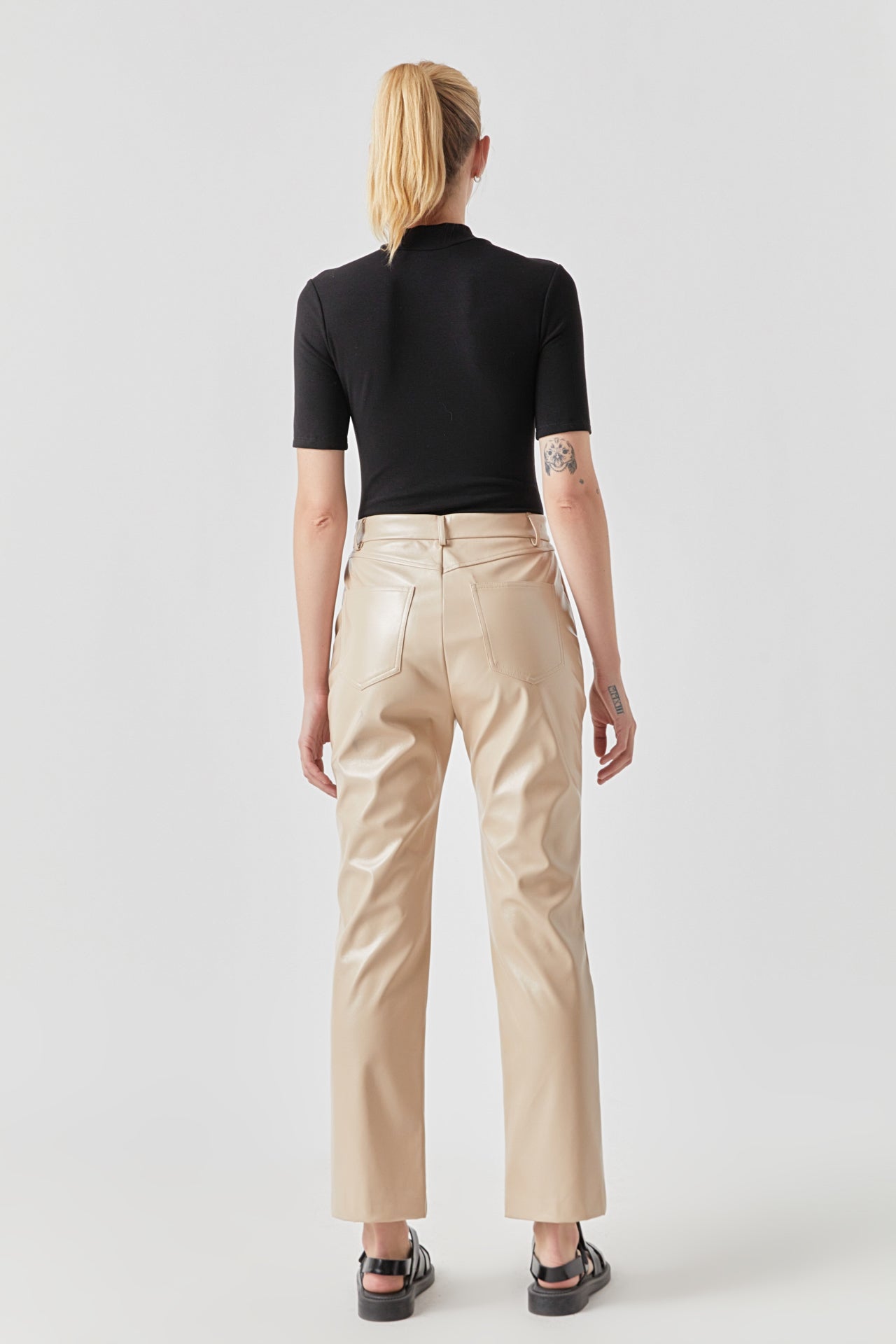 Shiny High-Waisted Faux Leather Pants