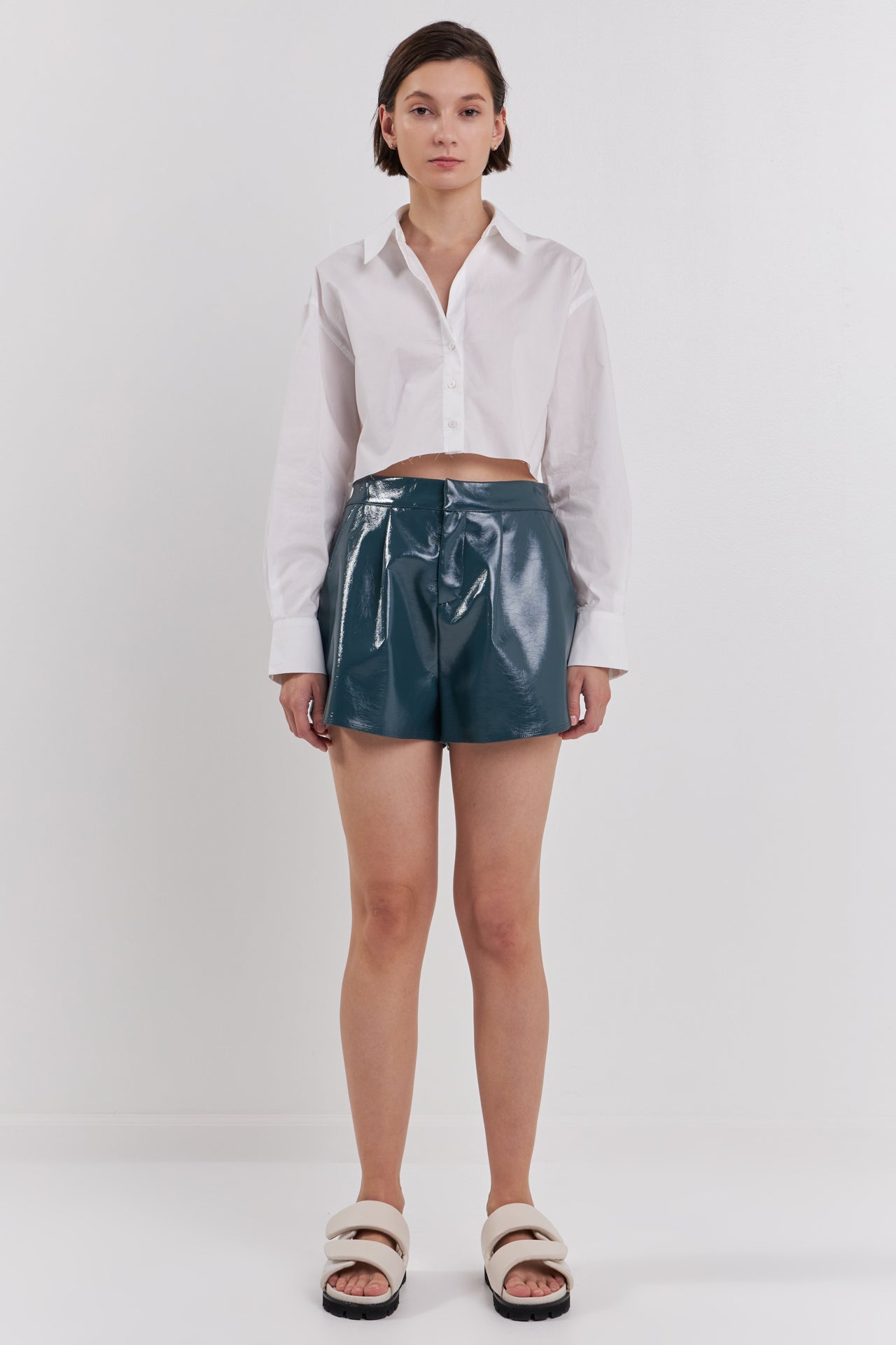 High-Waisted Faux Leather Shorts