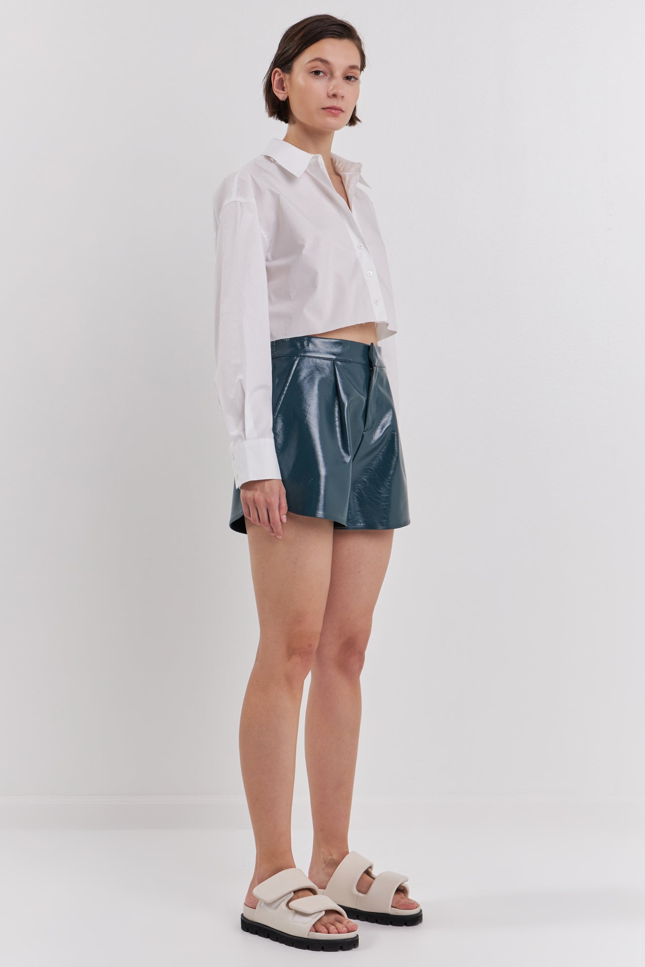 High-Waisted Faux Leather Shorts
