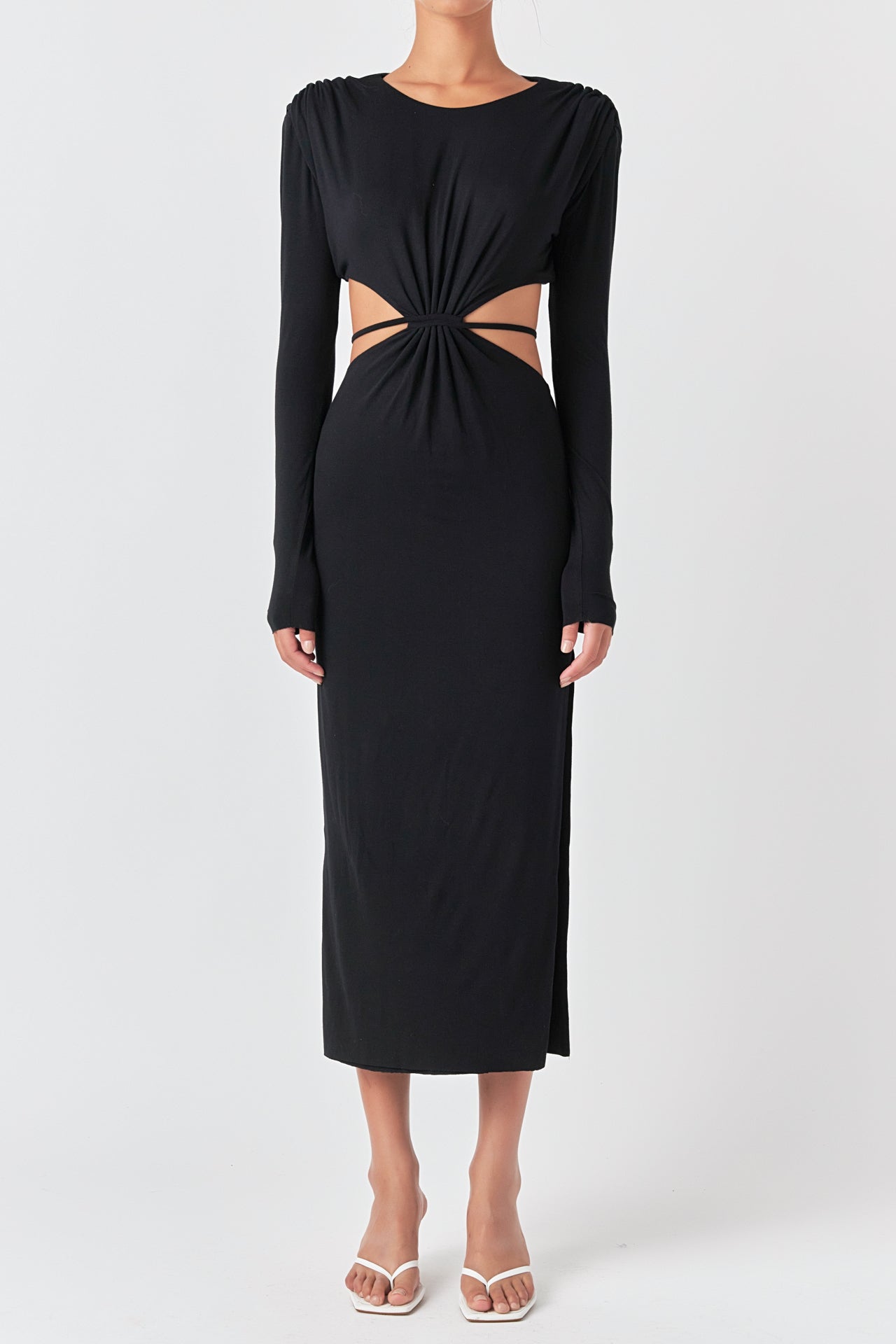 Long Sleeve Open-Back Maxi Dress