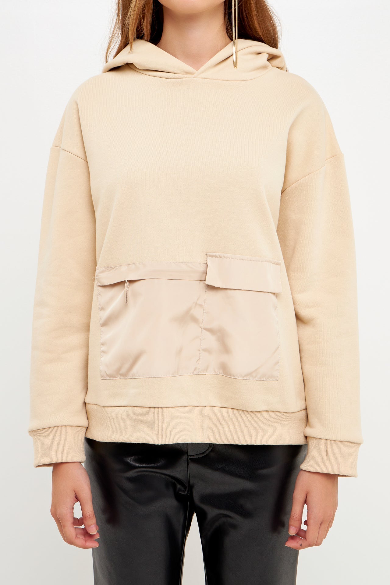 GREY LAB-Contrast Pocketed Hoodie-HOODIES &SWEATSHIRTS available at Objectrare