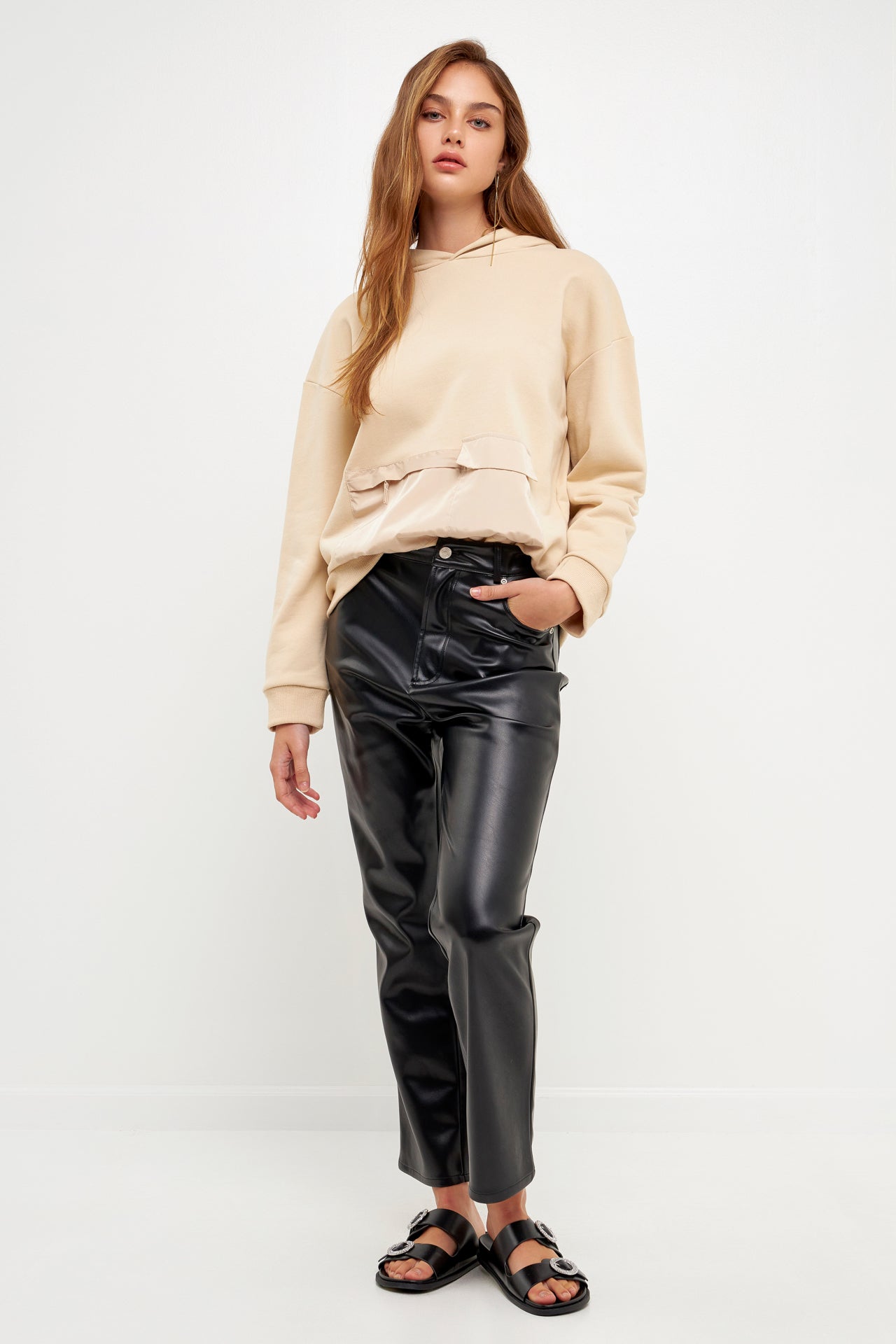 Contrast Pocketed Hoodie