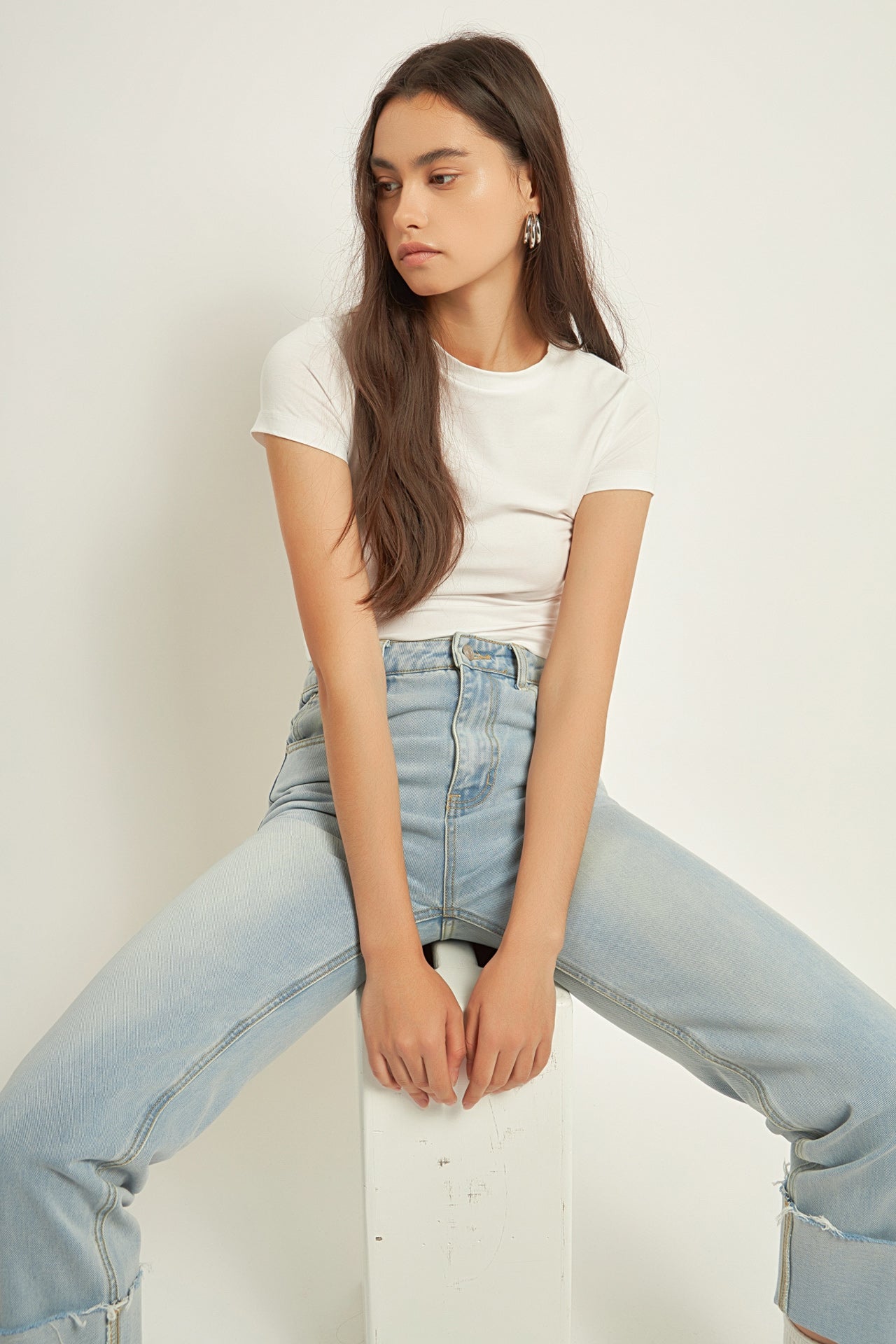 Turn Over Hem Regular Fit Jeans