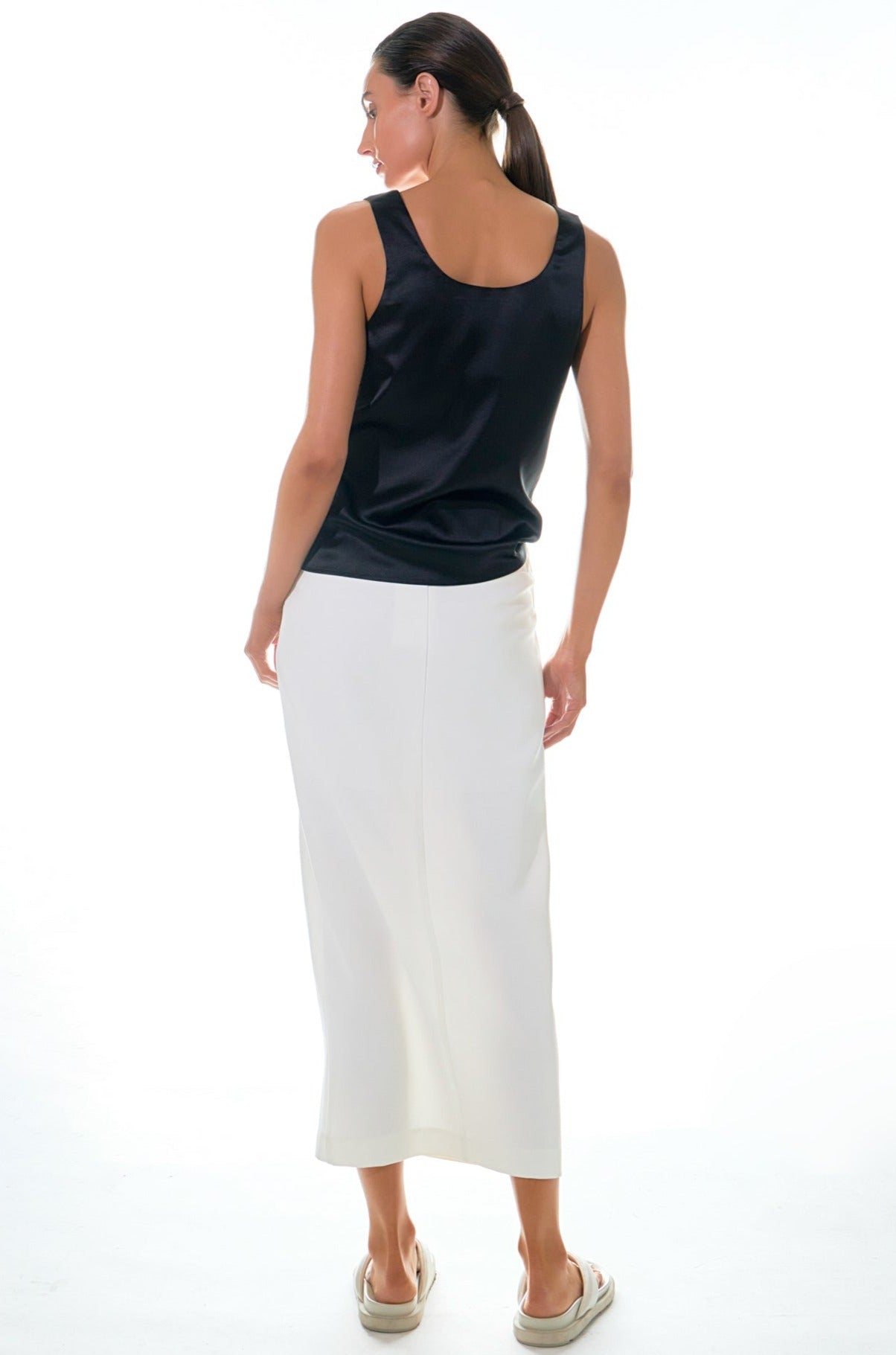 Mid-Waisted Front Slit Maxi Skirt