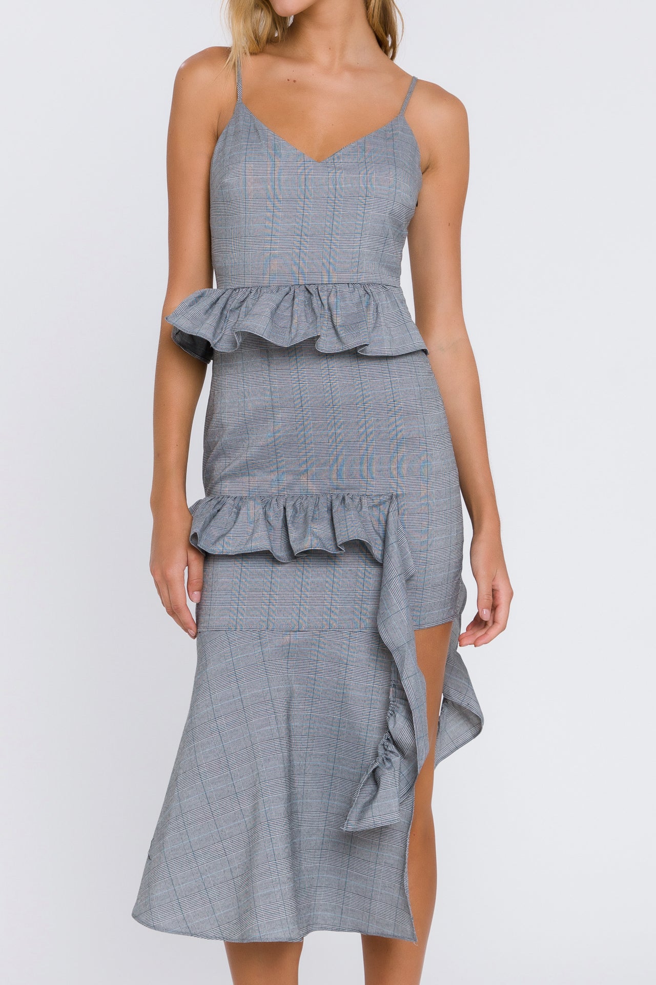 Asymmetric Plaid Dress