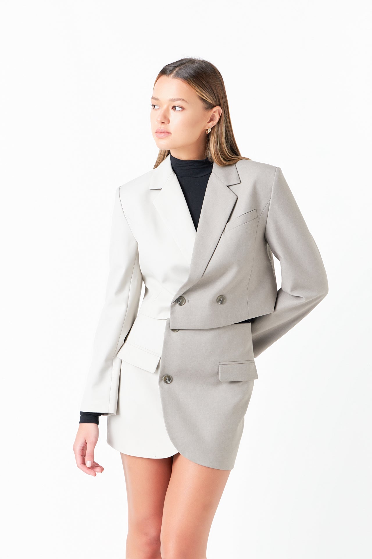 Cropped Colorblock Blazer