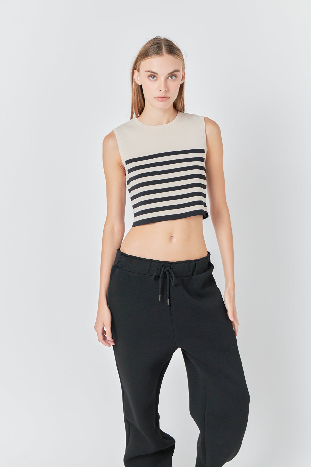 Striped Knit Sleeveless Top