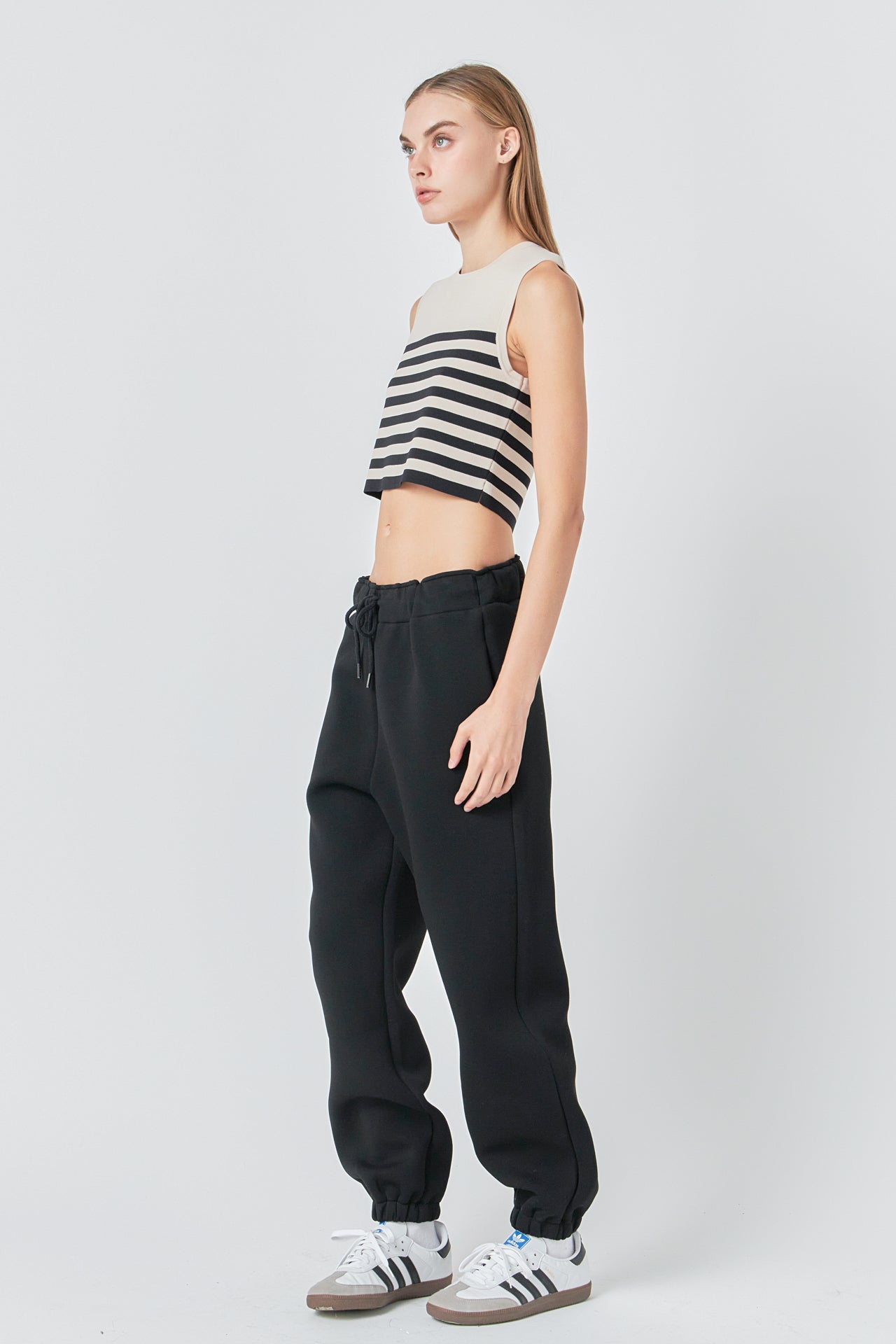 Striped Knit Sleeveless Top